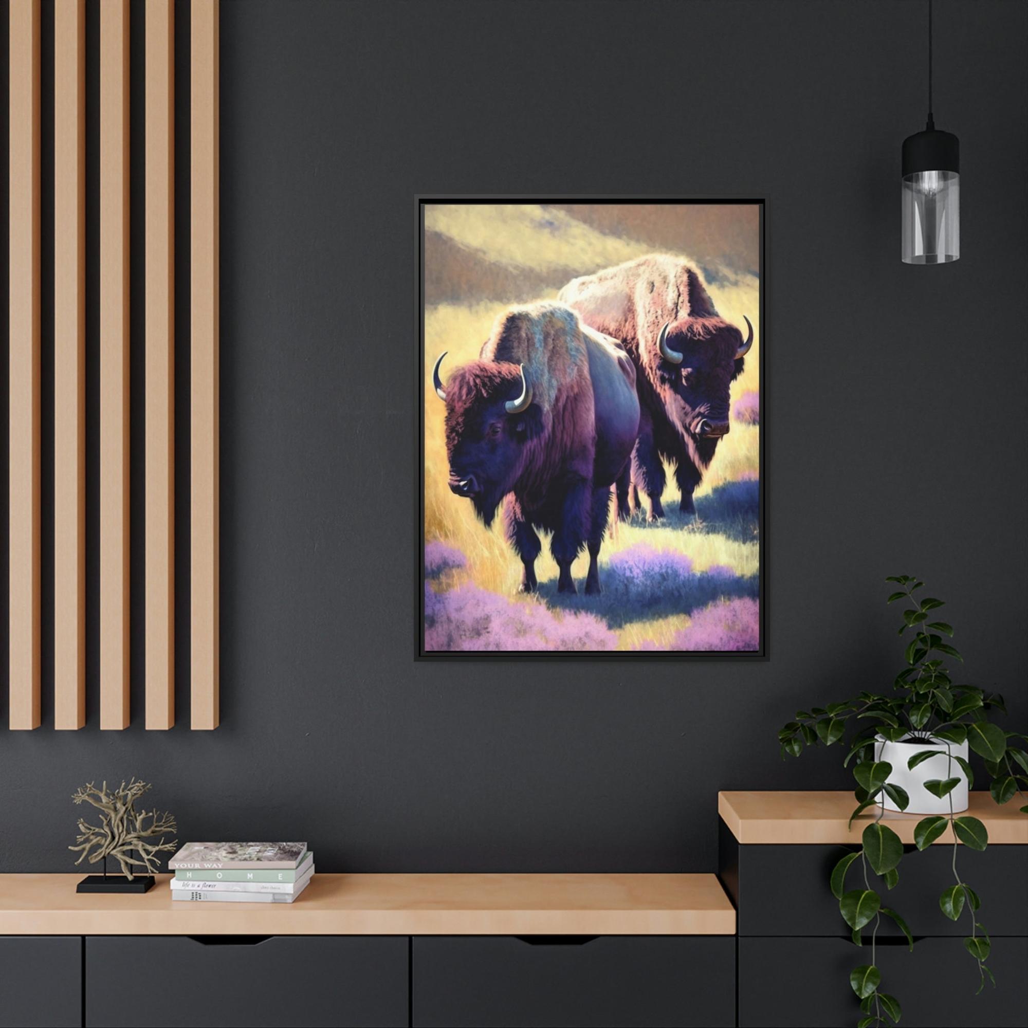 Bisons The Bison's Strength: Canvas & Poster Wall Art of a Bisons Displaying Its Might