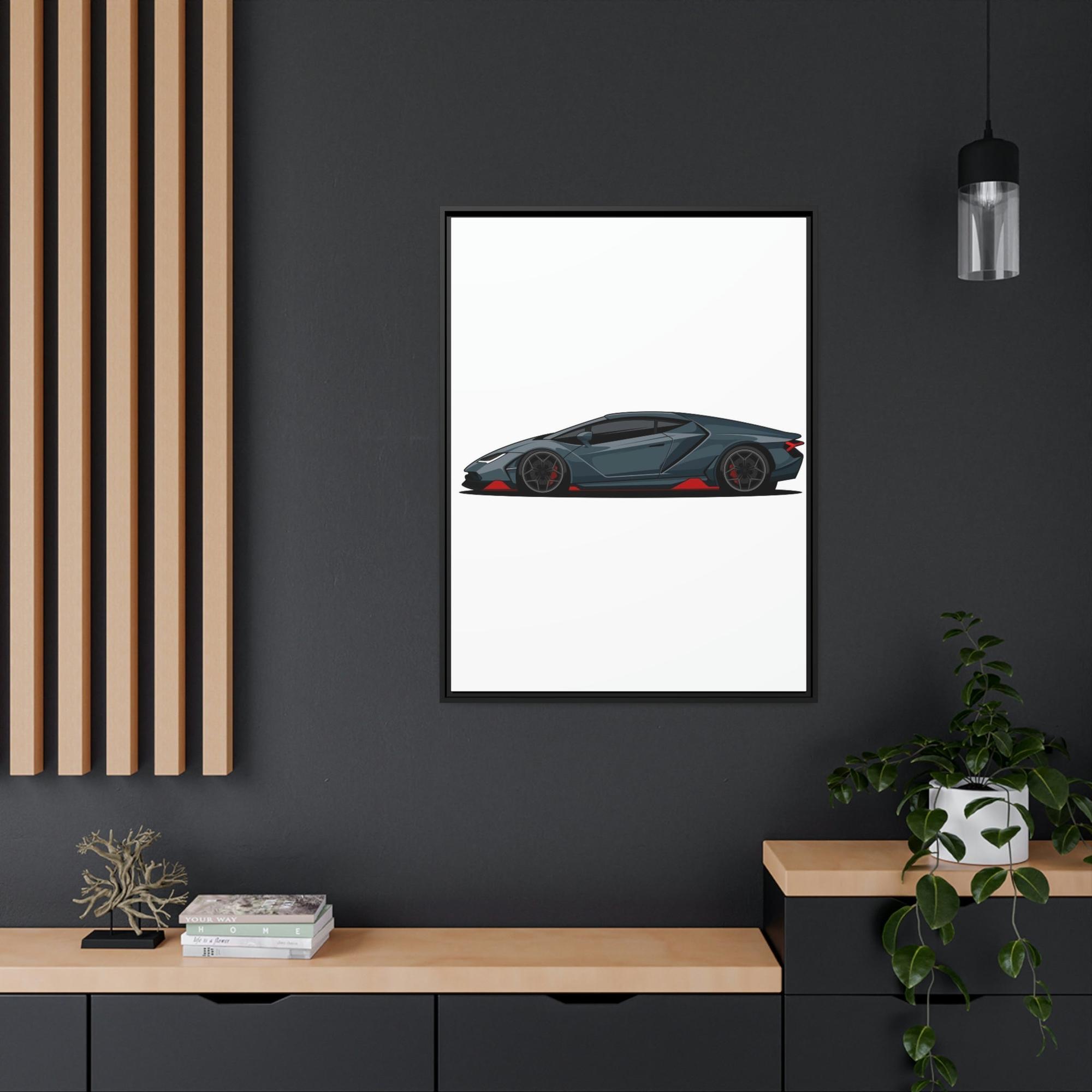 Lamborghini Dark Elegance: Black Lamborghini Framed Poster & Canvas for Wall Decor
