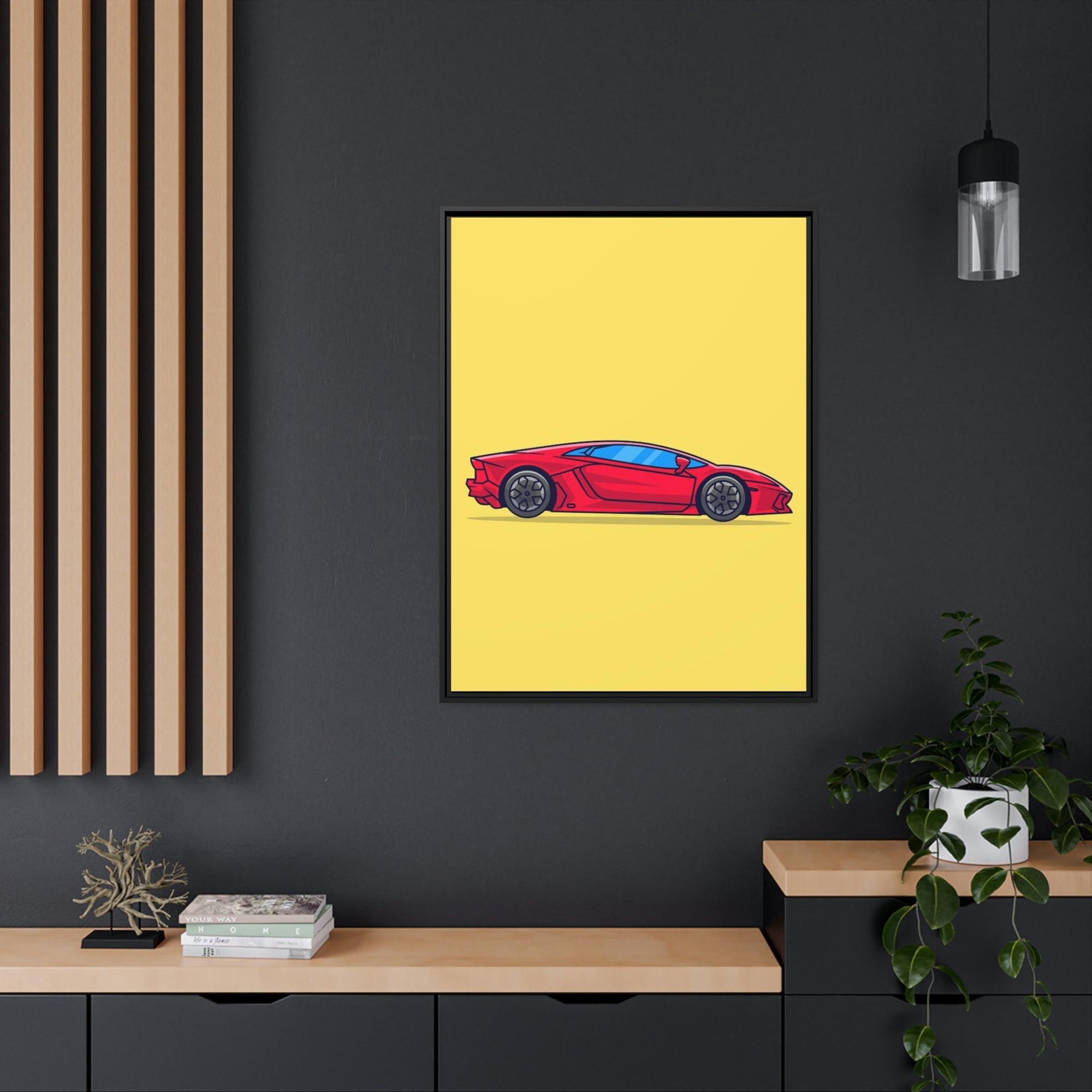 Lamborghini Vibrant Velocity: Red Lamborghini Canvas & Poster Print for Art Enthusiasts
