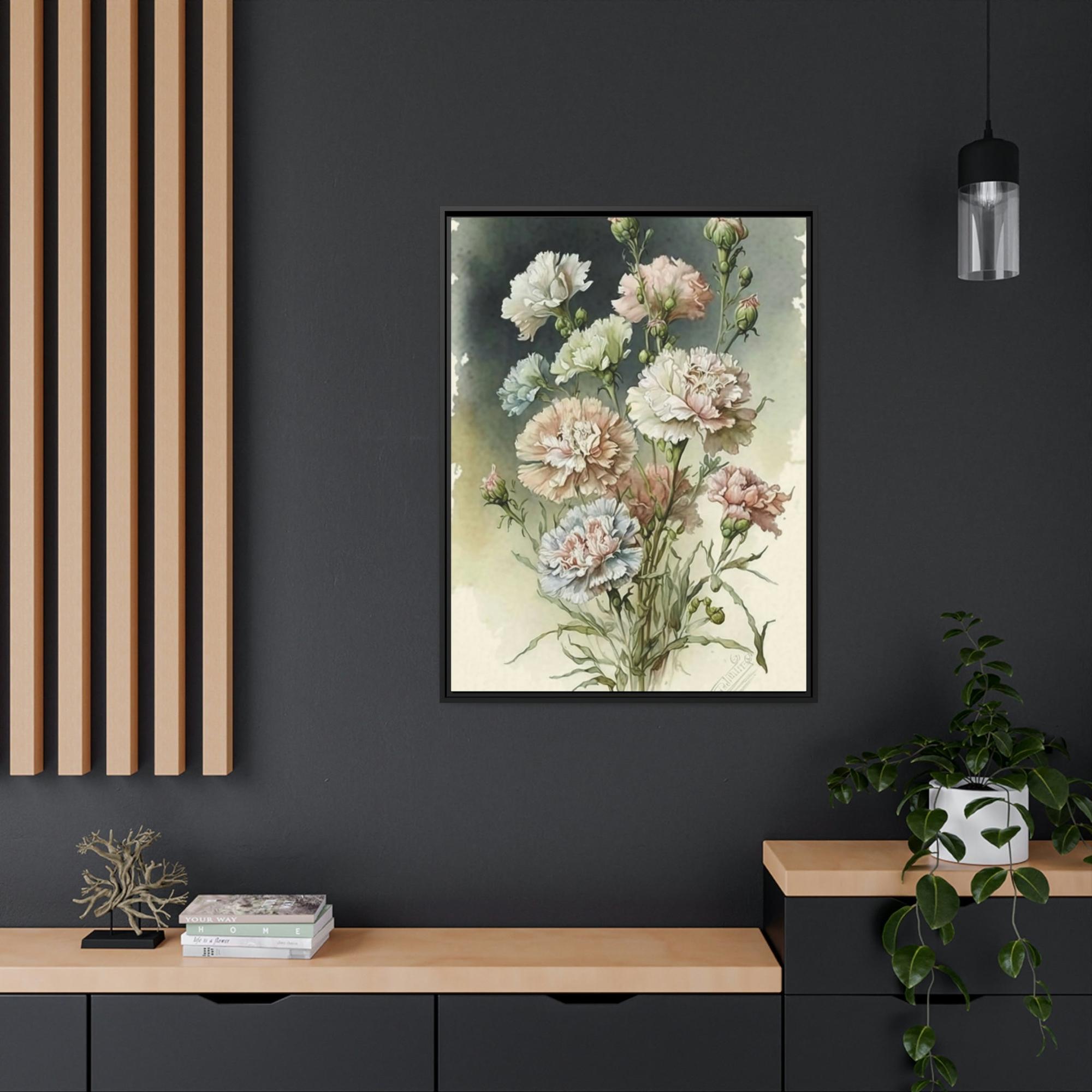 Caribbean Beach Floral Delight: Natural Canvas and Art Prints of Carnations for Home Decor