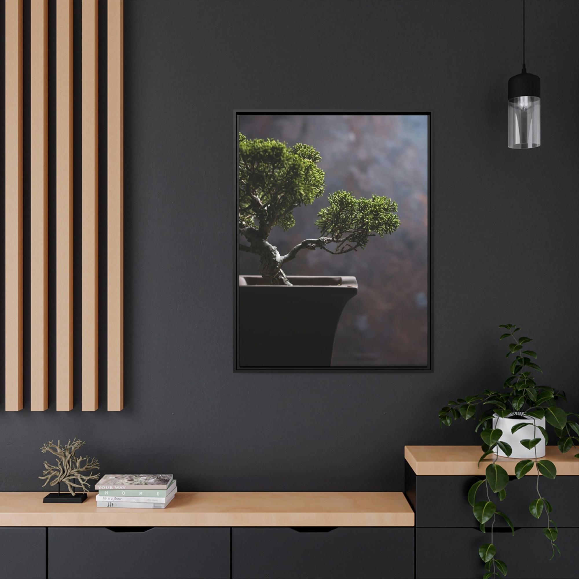 Bonsai Tree Bonsai Harmony: Framed Canvas and Print with Balanced Bonsai Tree Art