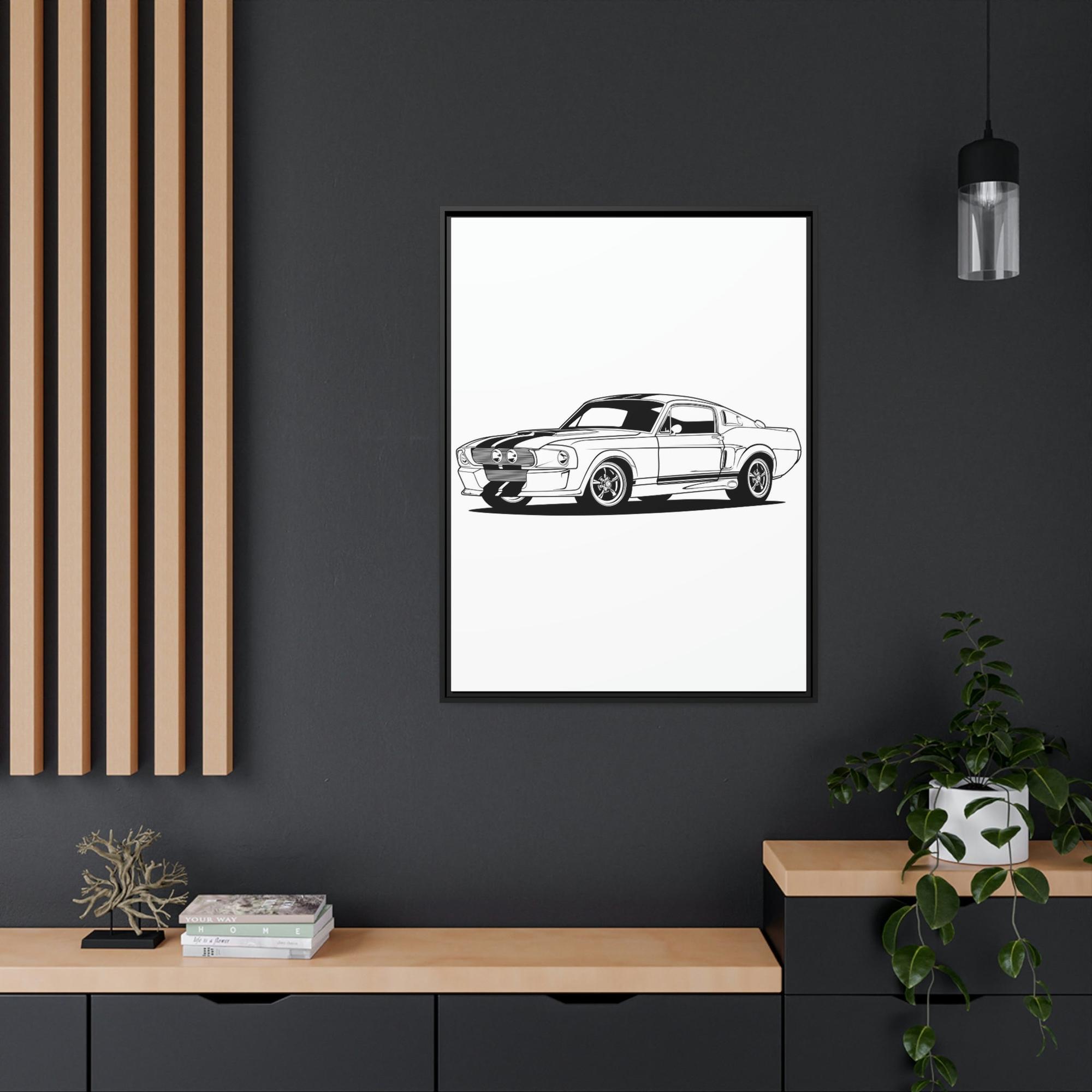 undefined Thrill of the Ride: Framed Canvas Poster of a Mustang Sports Car for Automotive Art Connoisseurs