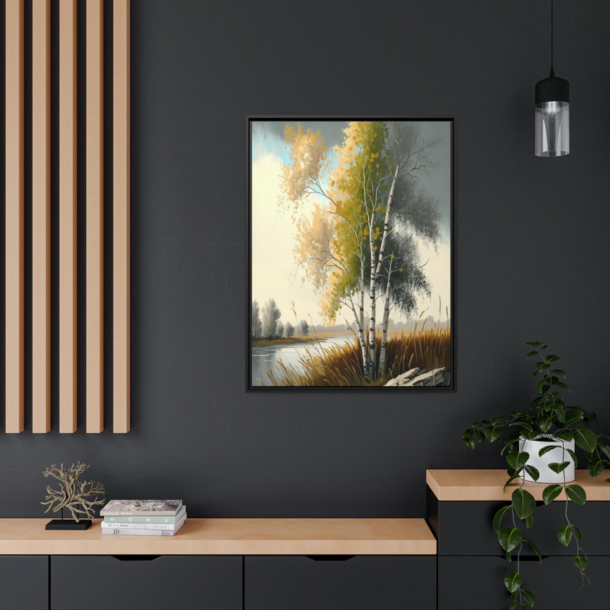 Birch Trees Autumn's Splendor: Poster & Canvas of Birch Trees with Colorful Leaves