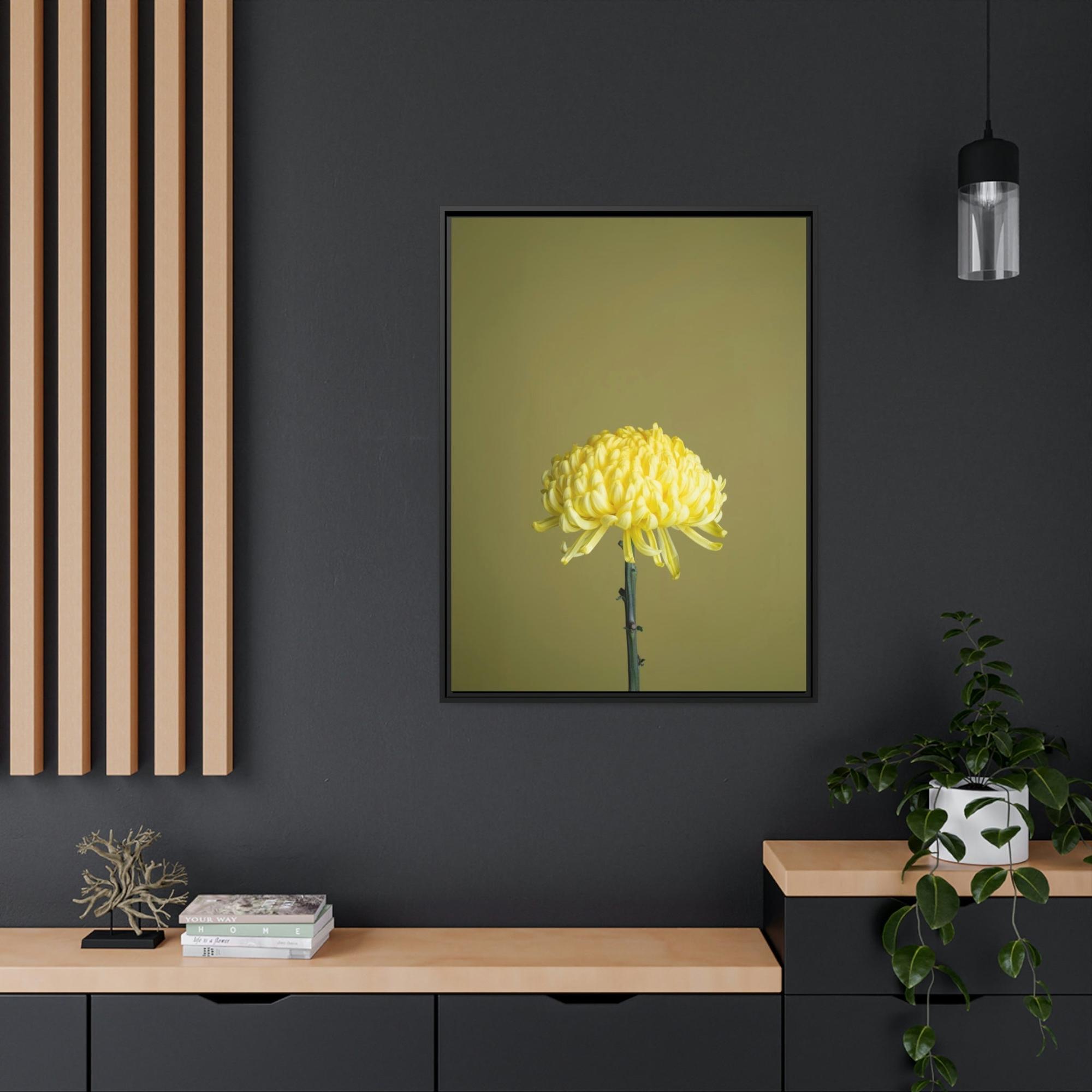 Chrysanthemums Chrysanthemum Elegance: Striking Wall Art on Framed Canvas
