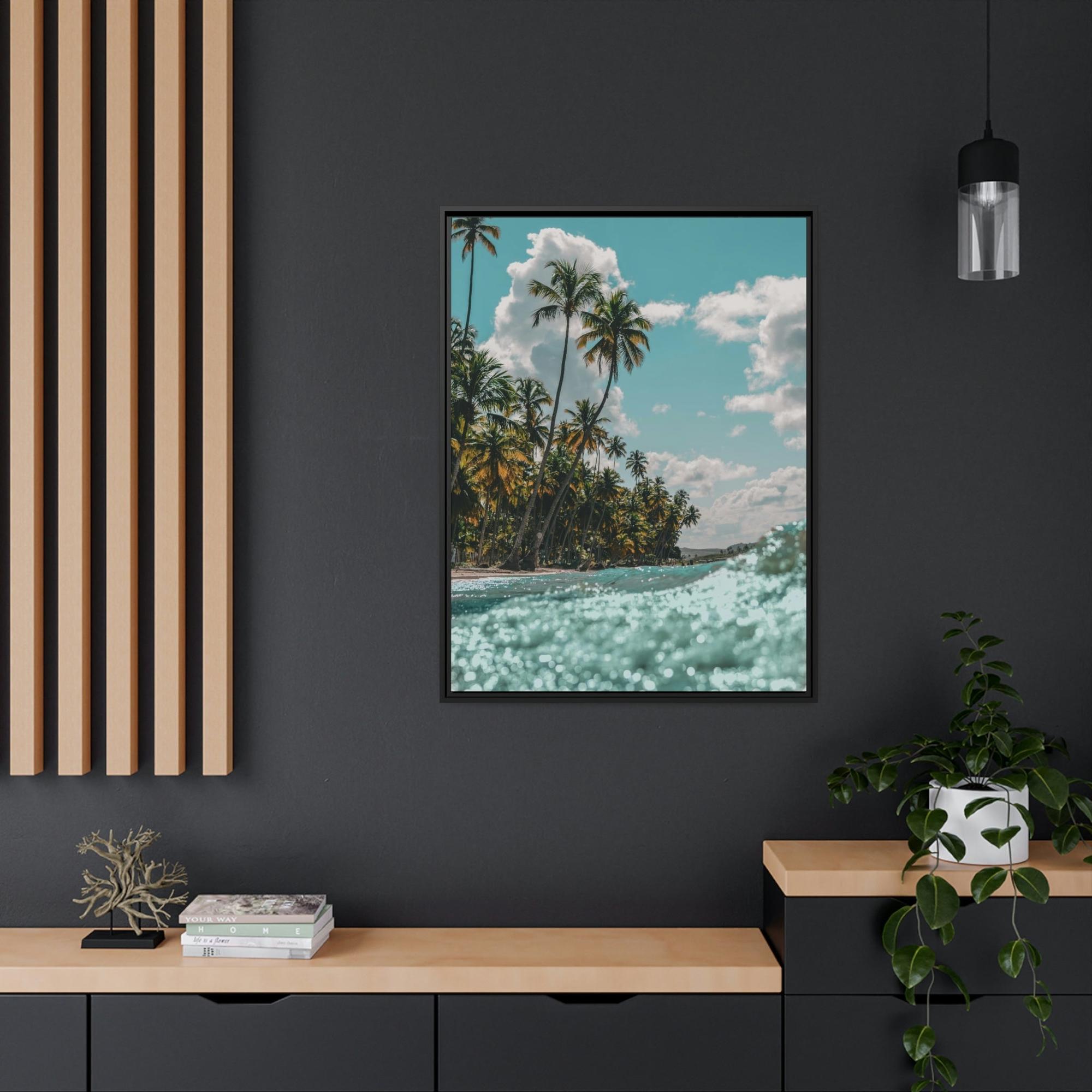 Beaches Tropical Retreat: Stunning Poster of a Sandy Beach with Palm Trees