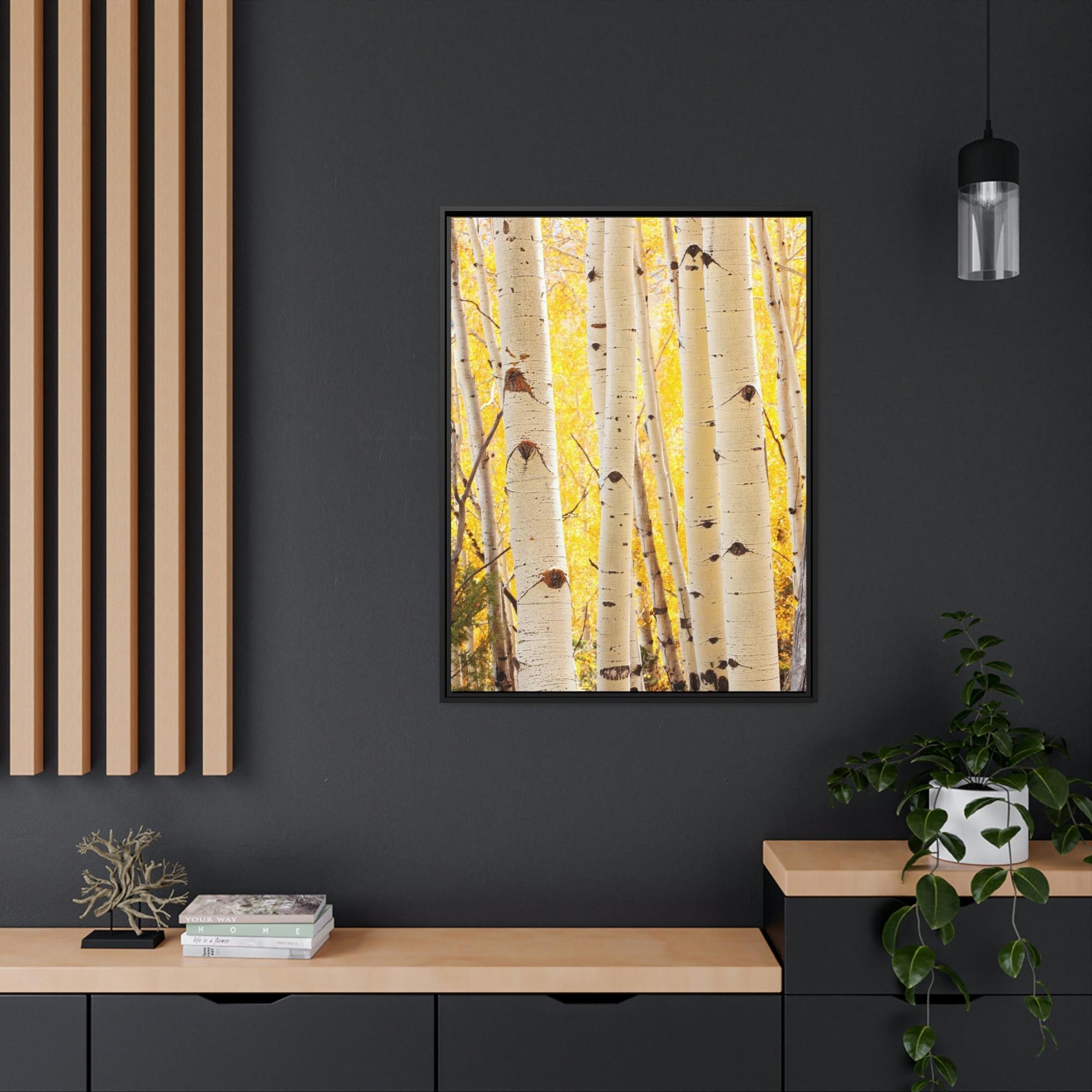 Birch Trees Birch Tree Calm: Colorful Print on Canvas of a Tranquil Forest