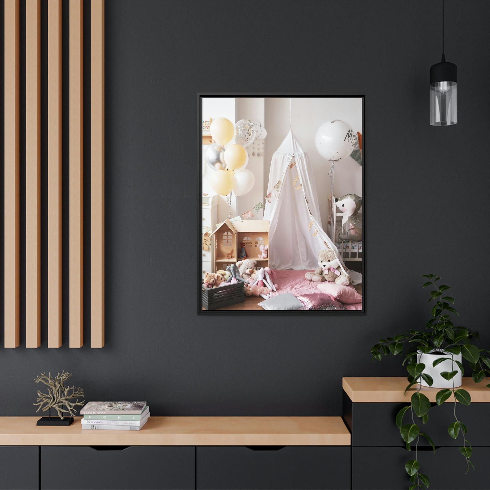 Girls Room Princess Dreams: Elegant Framed Canvas for Girls Room Wall Decor