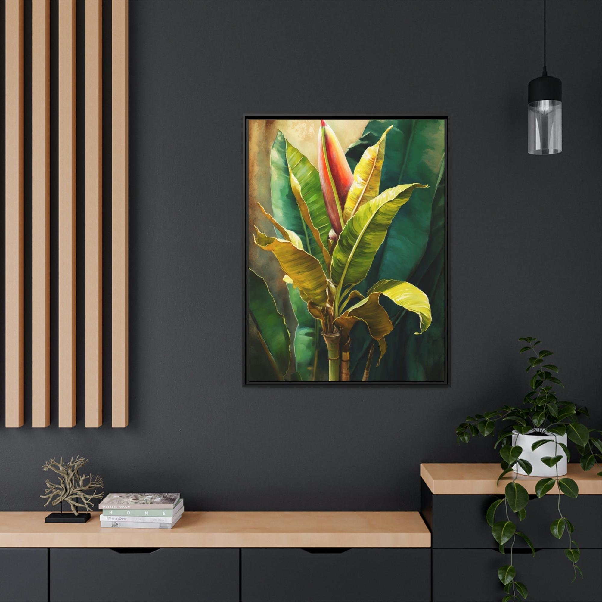 Banana Trees Tropical Escape: Print on Canvas of Exotic Banana Trees as Wall Art