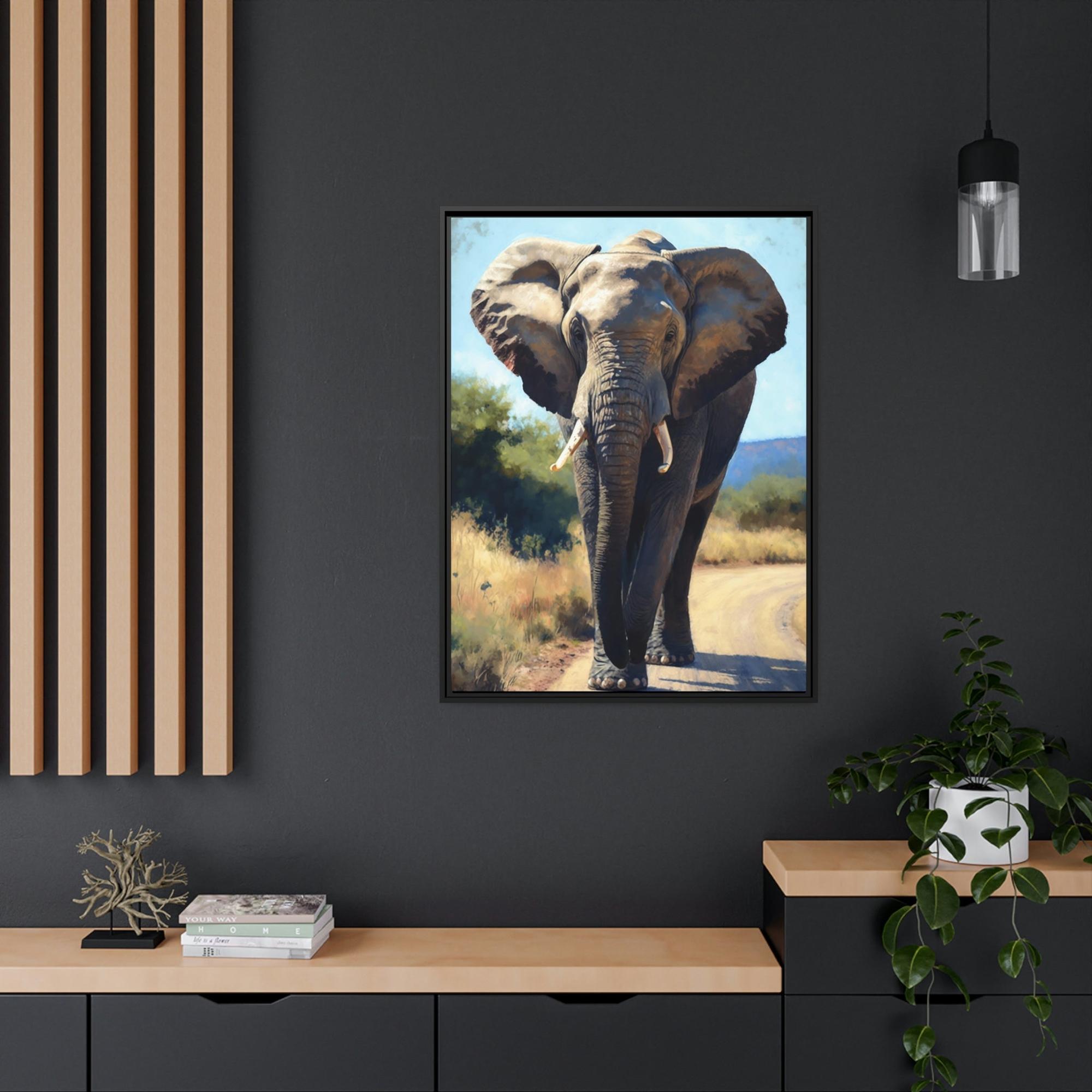 Elephants Elephant in the Wild: Breathtaking Framed Canvas for Nature Lovers