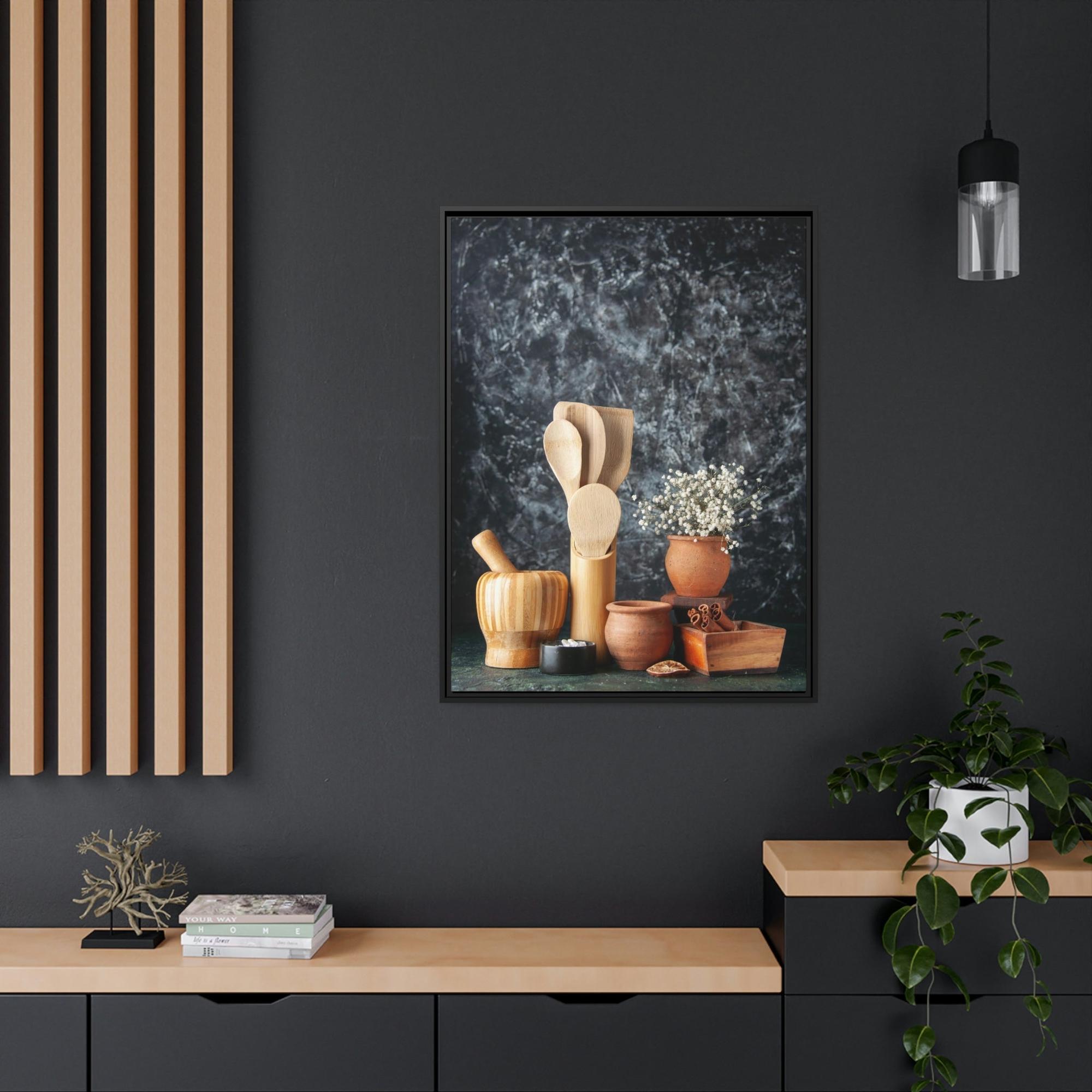 For Kitchen Classic Culinary Elegance: Framed Poster and Print of Fine Dining Utensils
