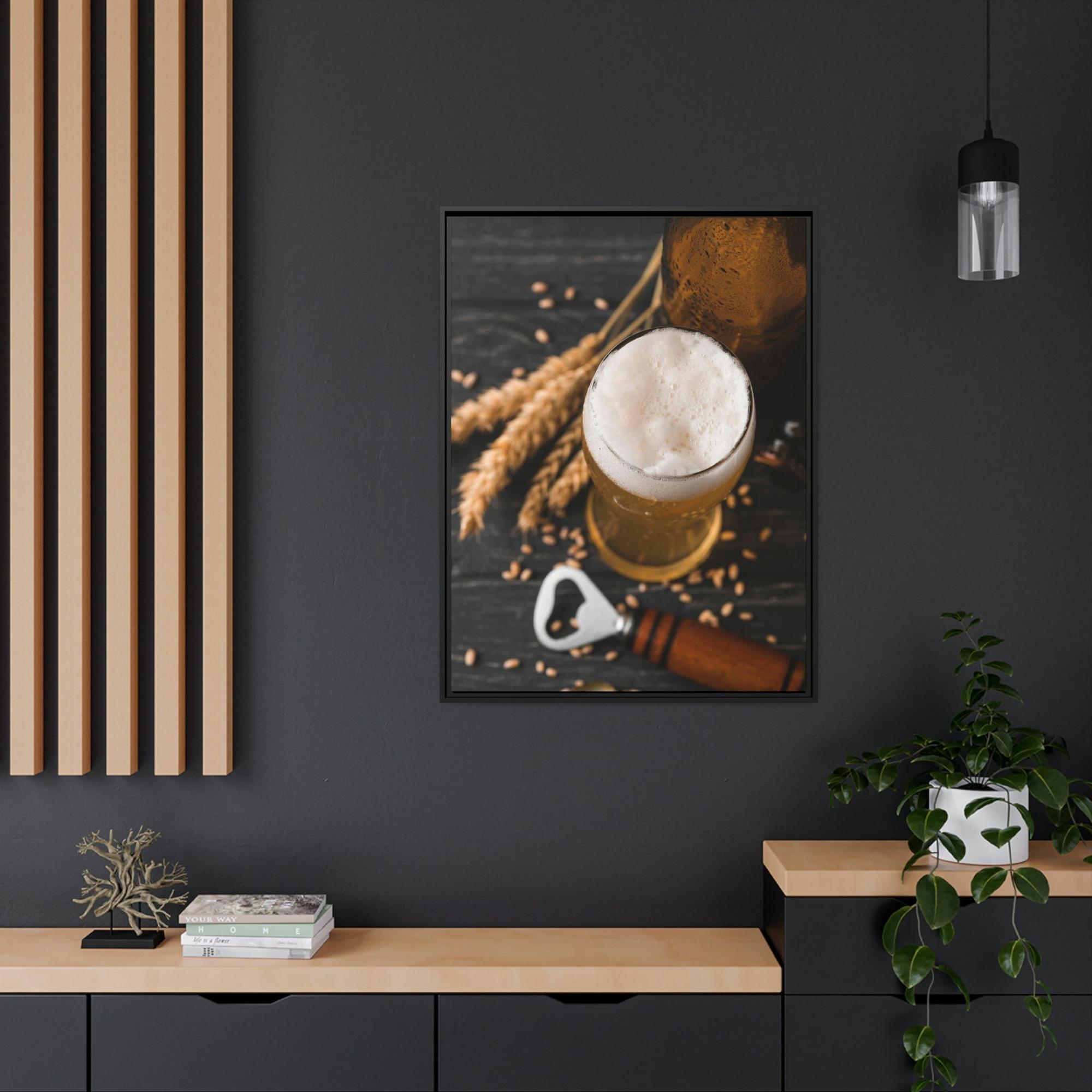 Beer Beer Cheers: Fun and Colorful Framed Canvas Print for Your Home Bar