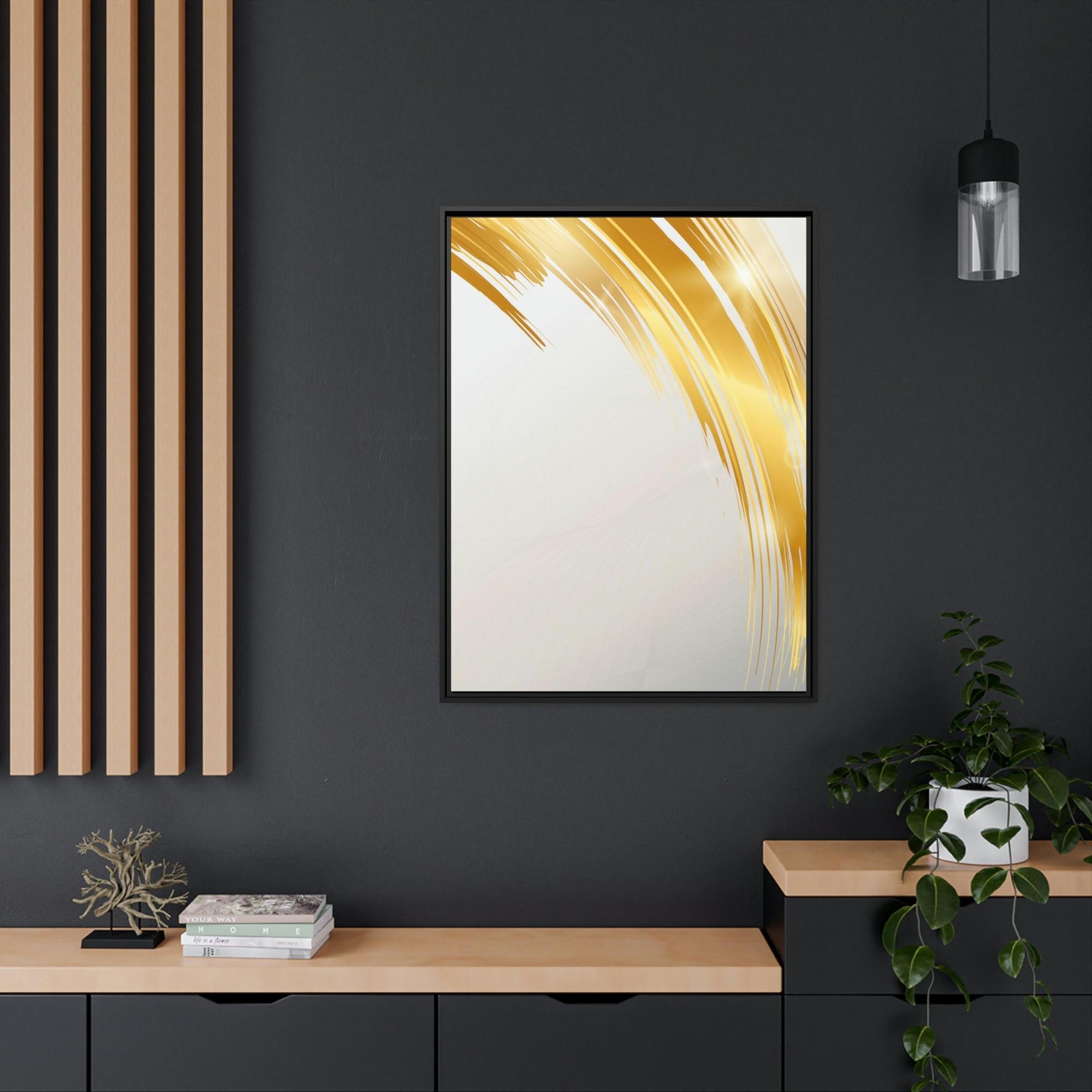 Gold Abstract Art Gilded Elegance: Gold Abstract Art on Natural Canvas & Poster