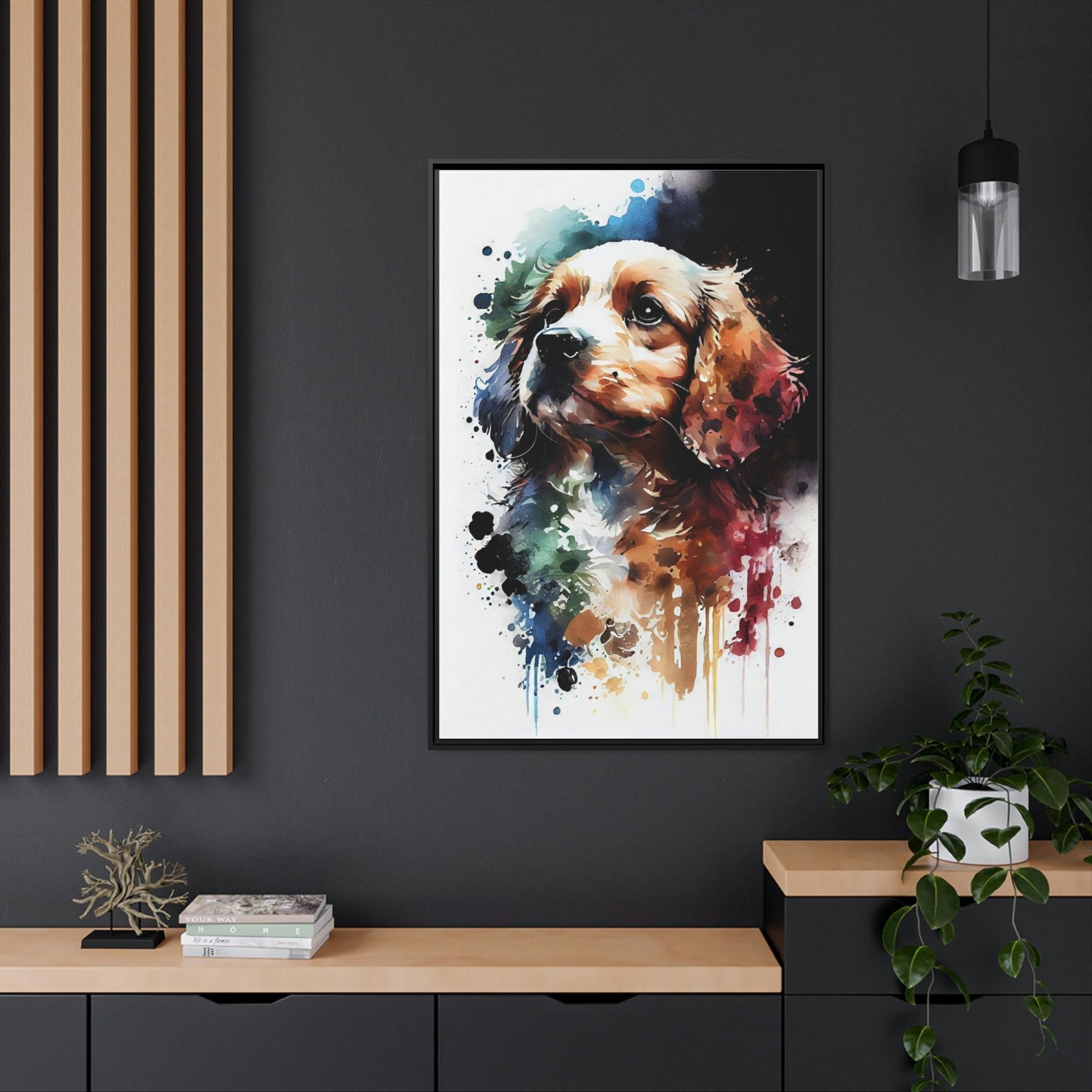 Dogs Framed Furry Friend: Print on Canvas of an Adorable Pup