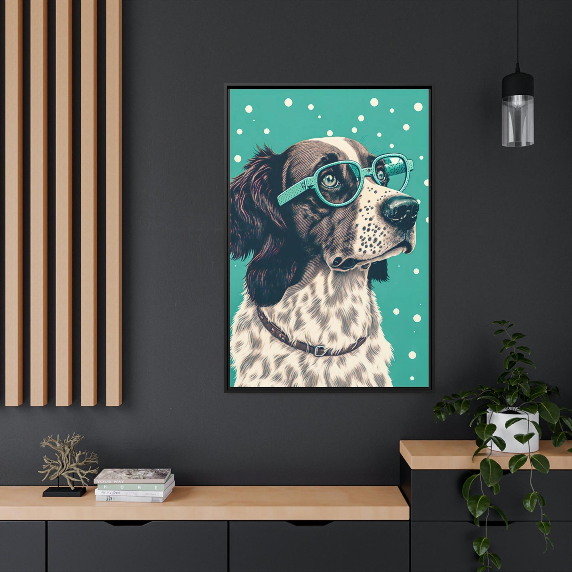 Dogs Playful Pooch: Print on Canvas of a Fun-Loving Dog on Framed Canvas