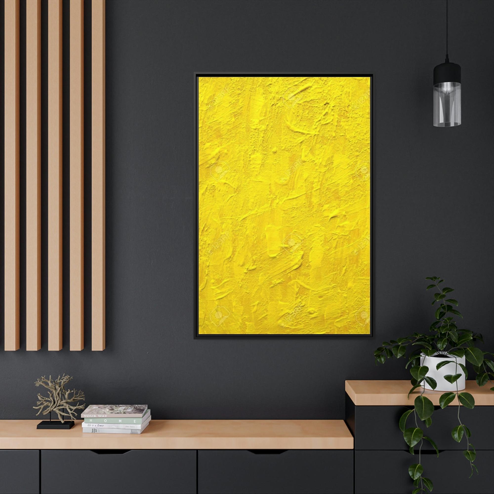Yellow Relaxing and Serene Wall Art Print of a Yellow Color on Natural Canvas
