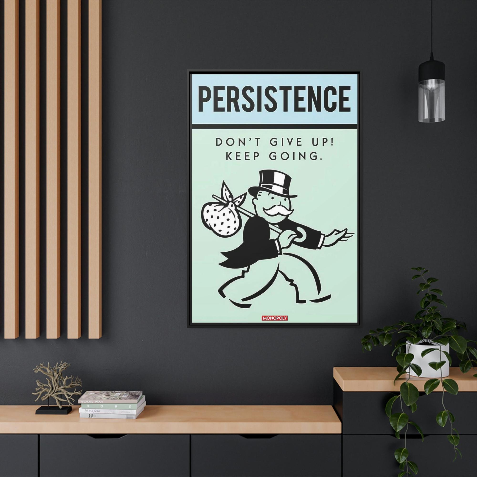 Monopoly & Motivation Creative Wall Decor: Alec Monopoly's Quote Art on Natural Canvas
