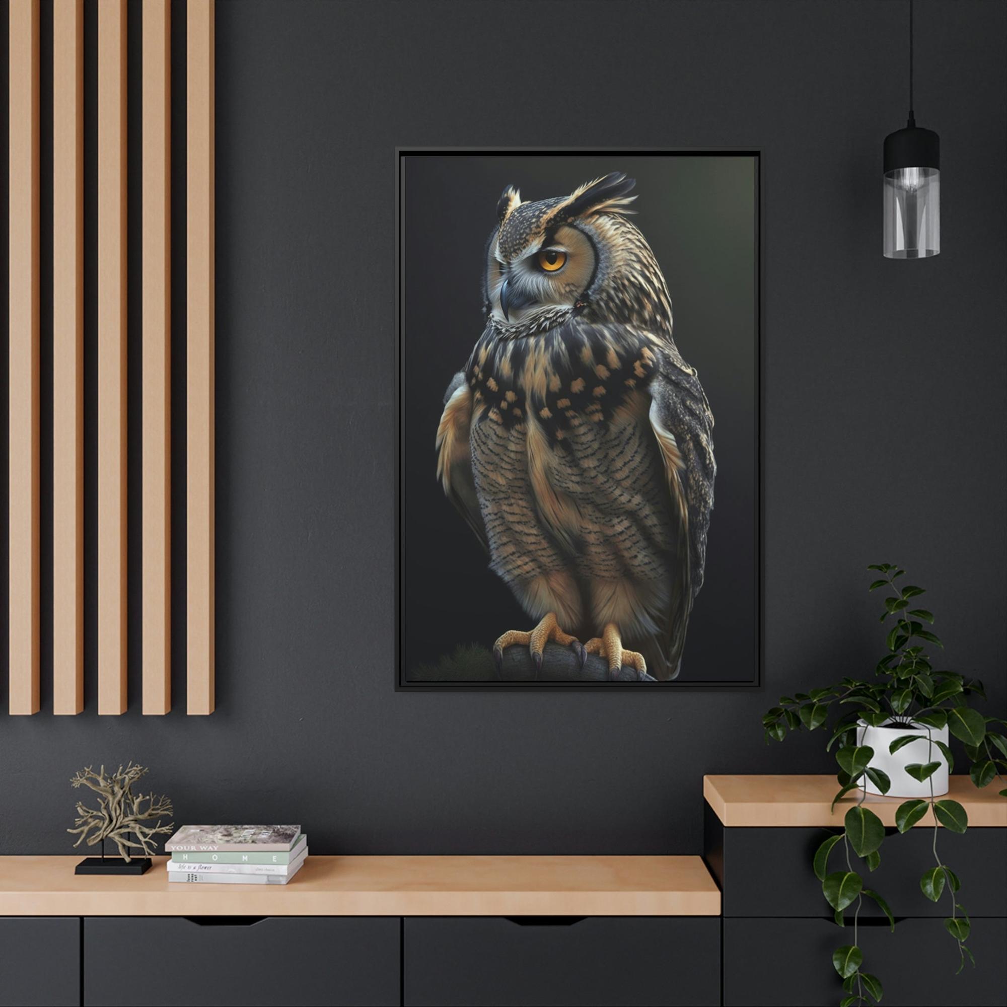 Owls Majestic Hunter: An Artistic Depiction of an Owl on Canvas