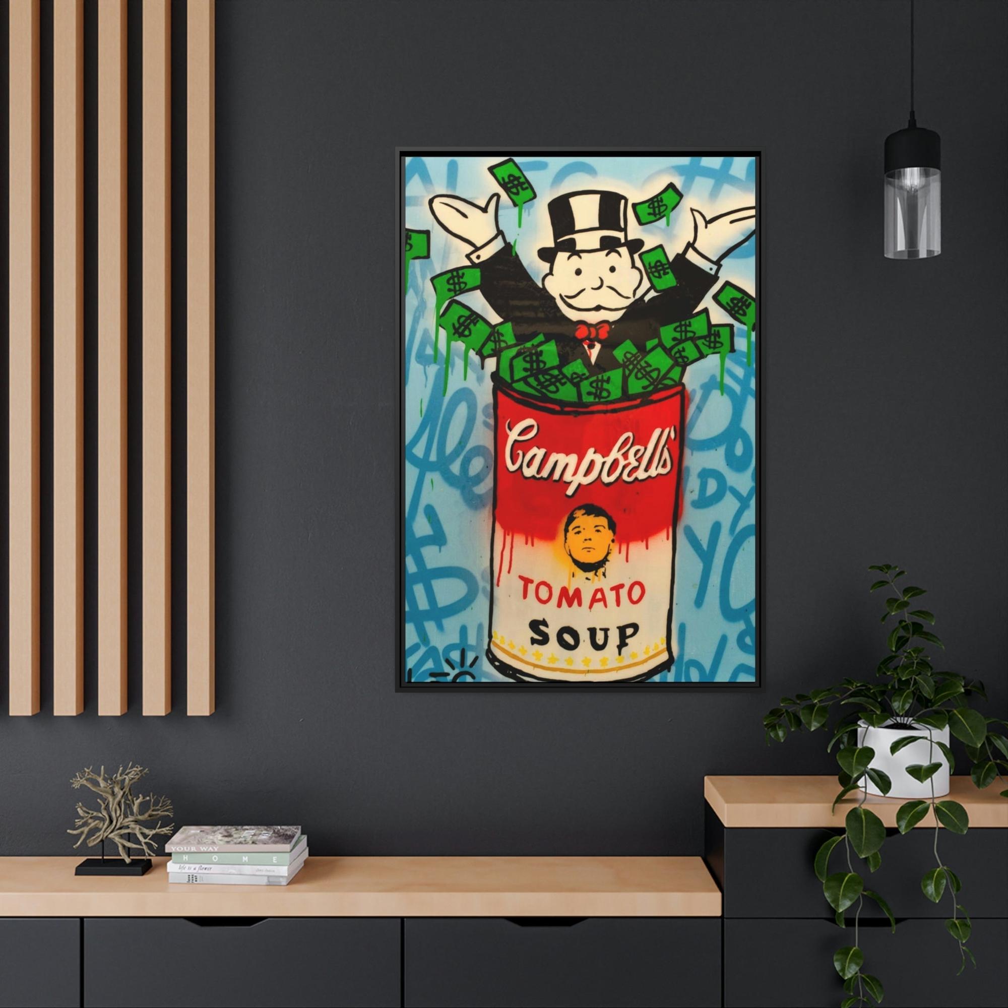 Monopoly & Motivation Money Talks in Alec Monopoly's Canvas Painting: Wall Art and Poster for Finance Enthusiasts