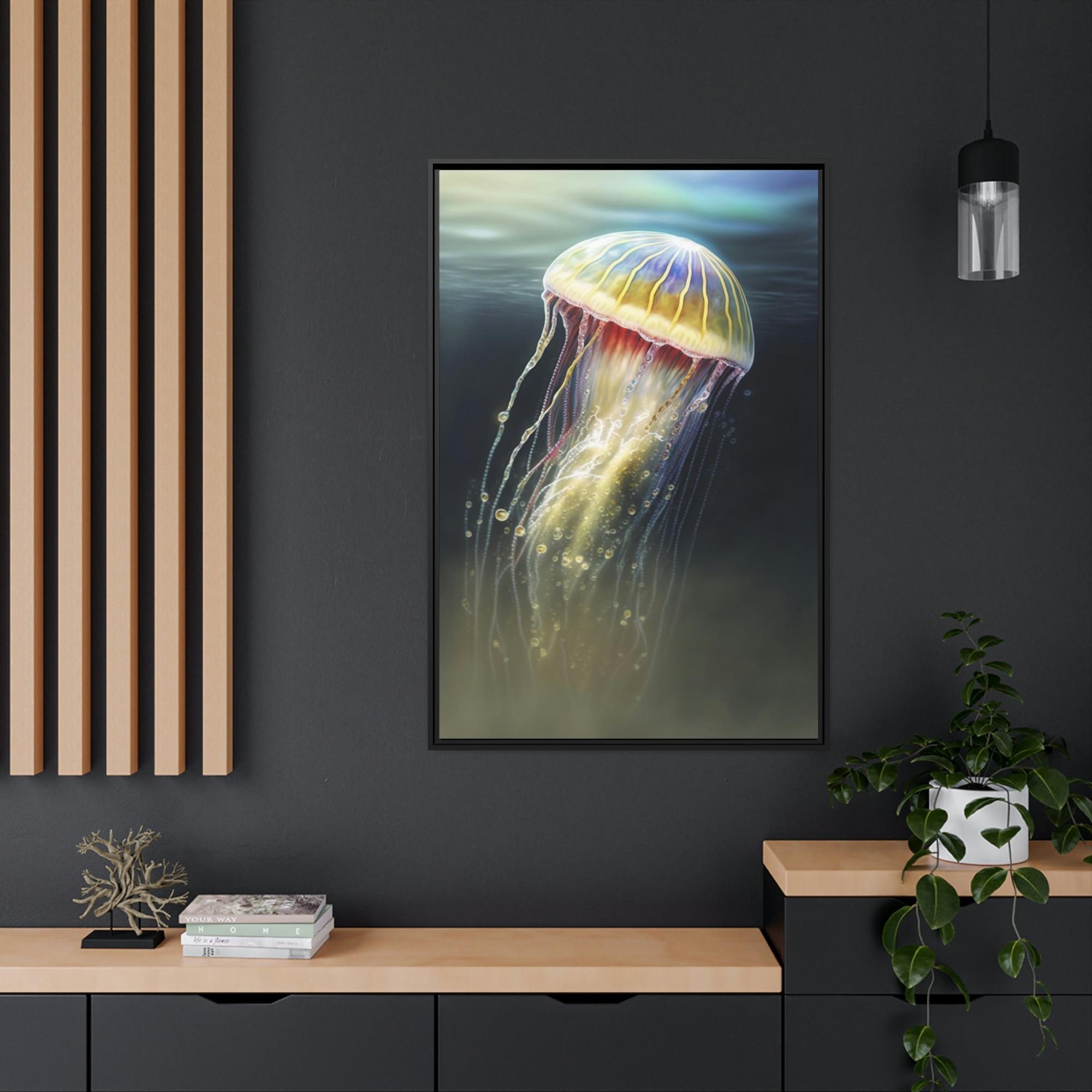 Jellyfishs Marine Artistry: Artistic Print on Canvas Featuring Jellyfishes in Motion