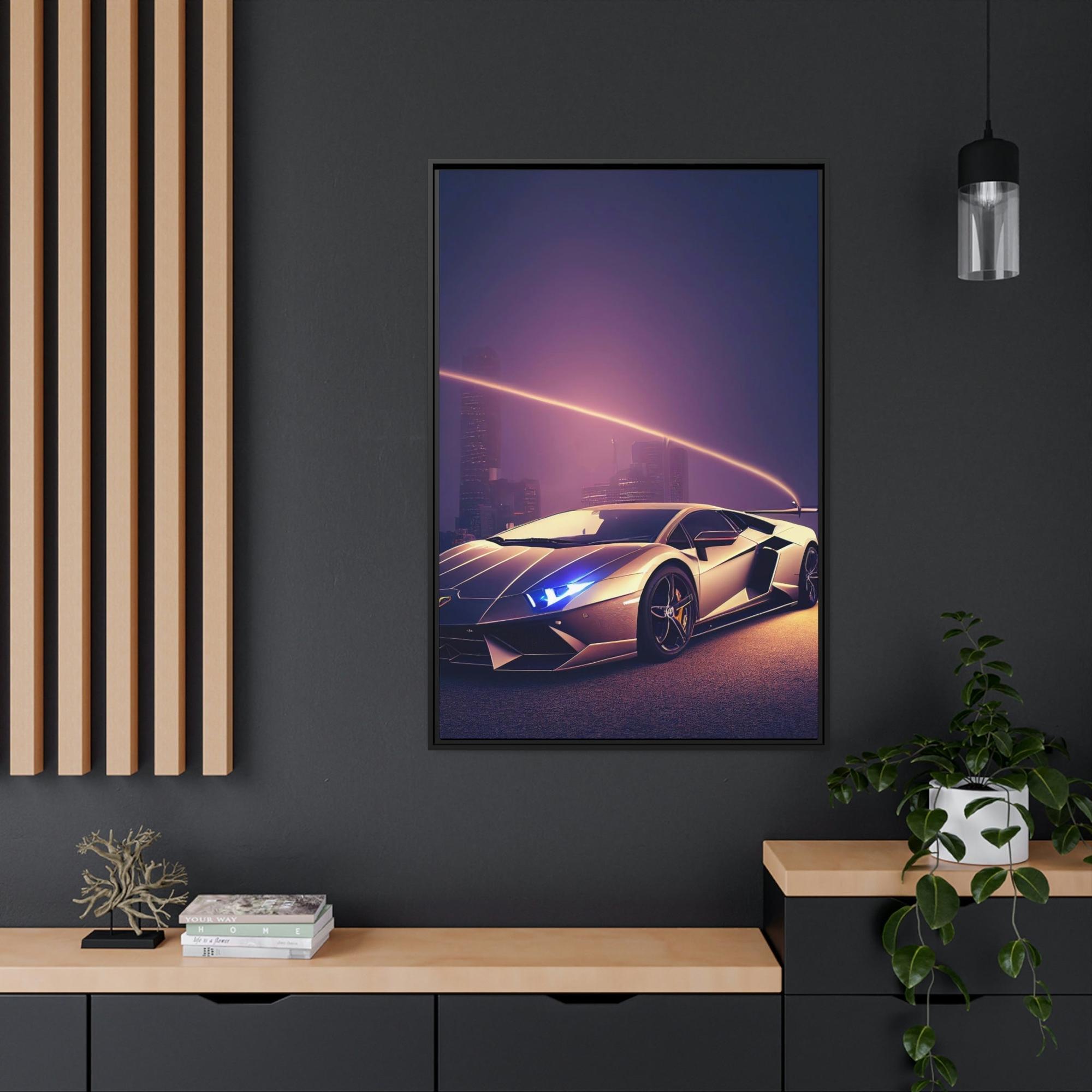 Lamborghini Sleek Supercar Beauty: Framed Canvas & Poster Print of a Lamborghini