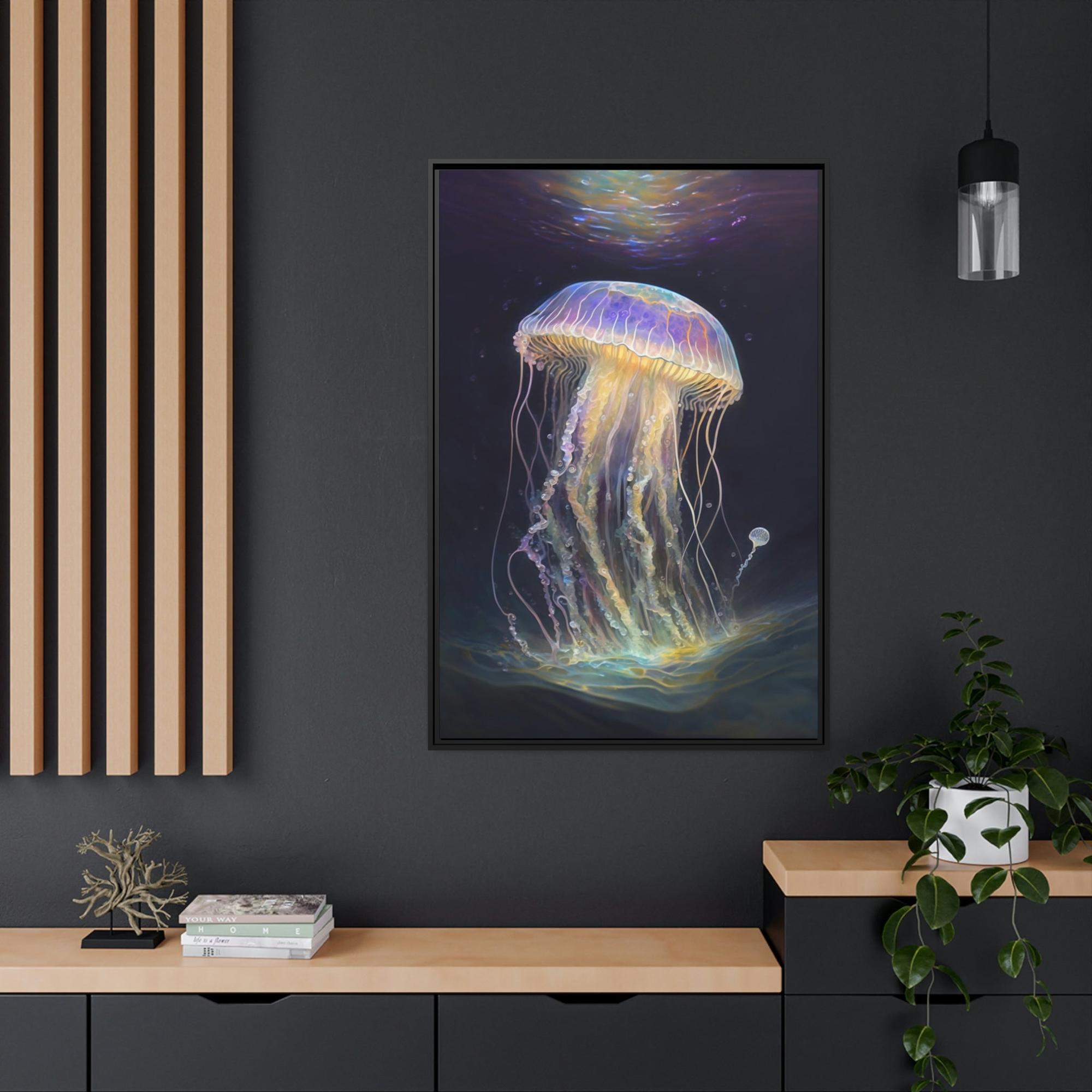 undefined Mesmerizing Ocean Life: Artistic Print on Canvas Featuring Jellyfishes