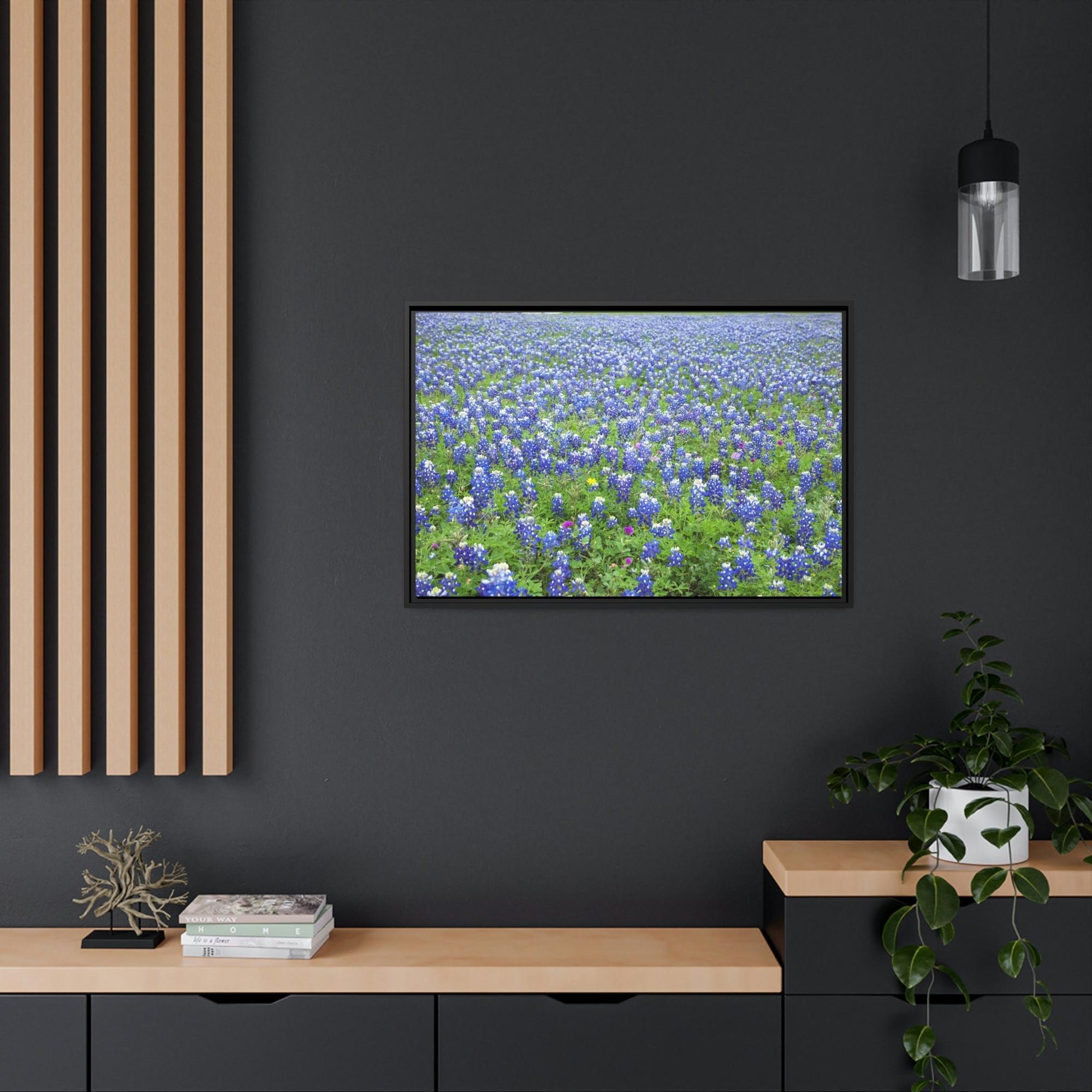 Bluebonnets Bluebonnet Garden: Colorful Print on Canvas of a Flower-Filled Landscape