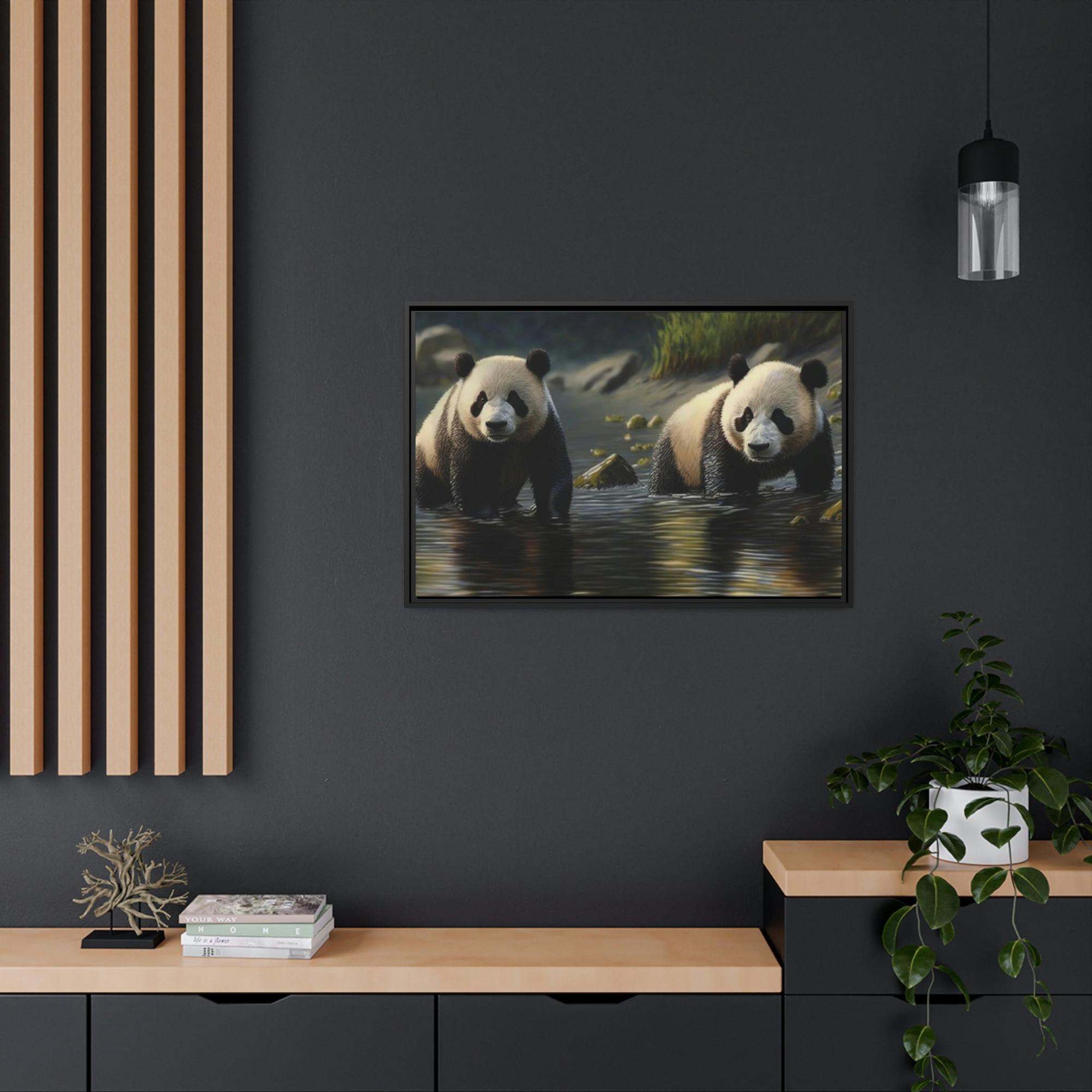 Pandas Bamboo Eaters and Playful Creatures: A Portrait of Pandas on Canvas