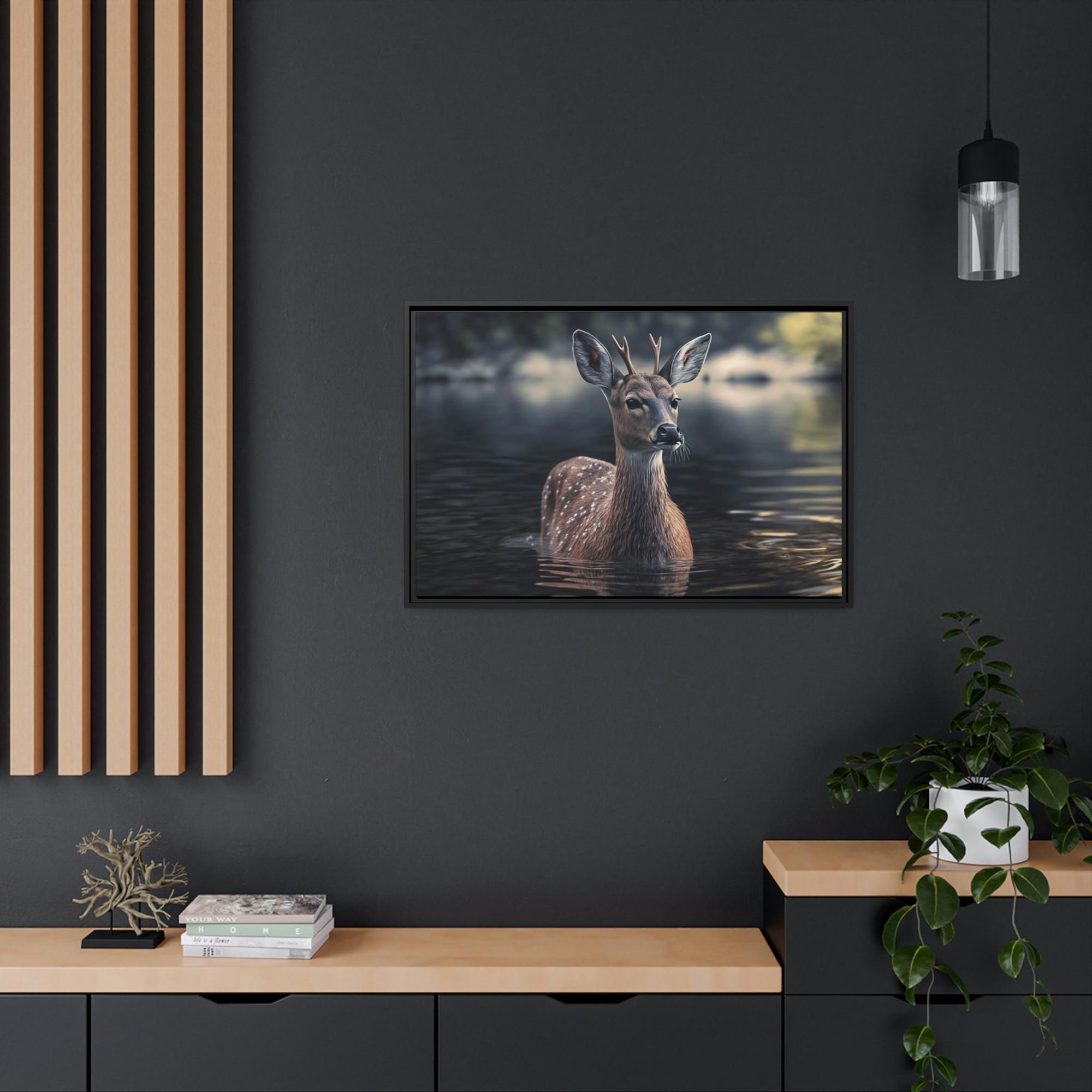 Deers Deer Reflection: A Canvas Tranquil Haven