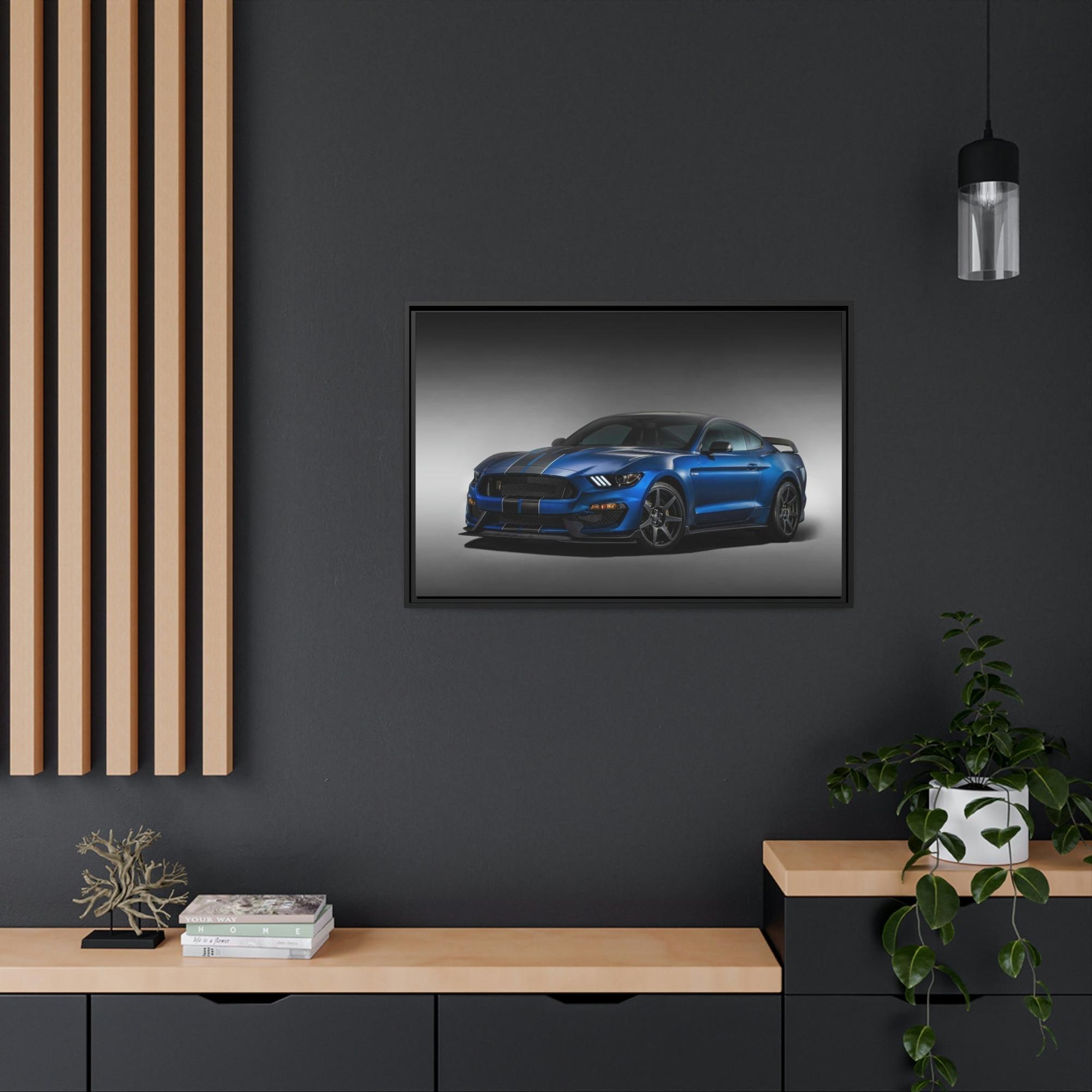 Mustang Thrilling Velocity: Blue Mustang Sport Car Canvas Wall Art for Speed Lovers