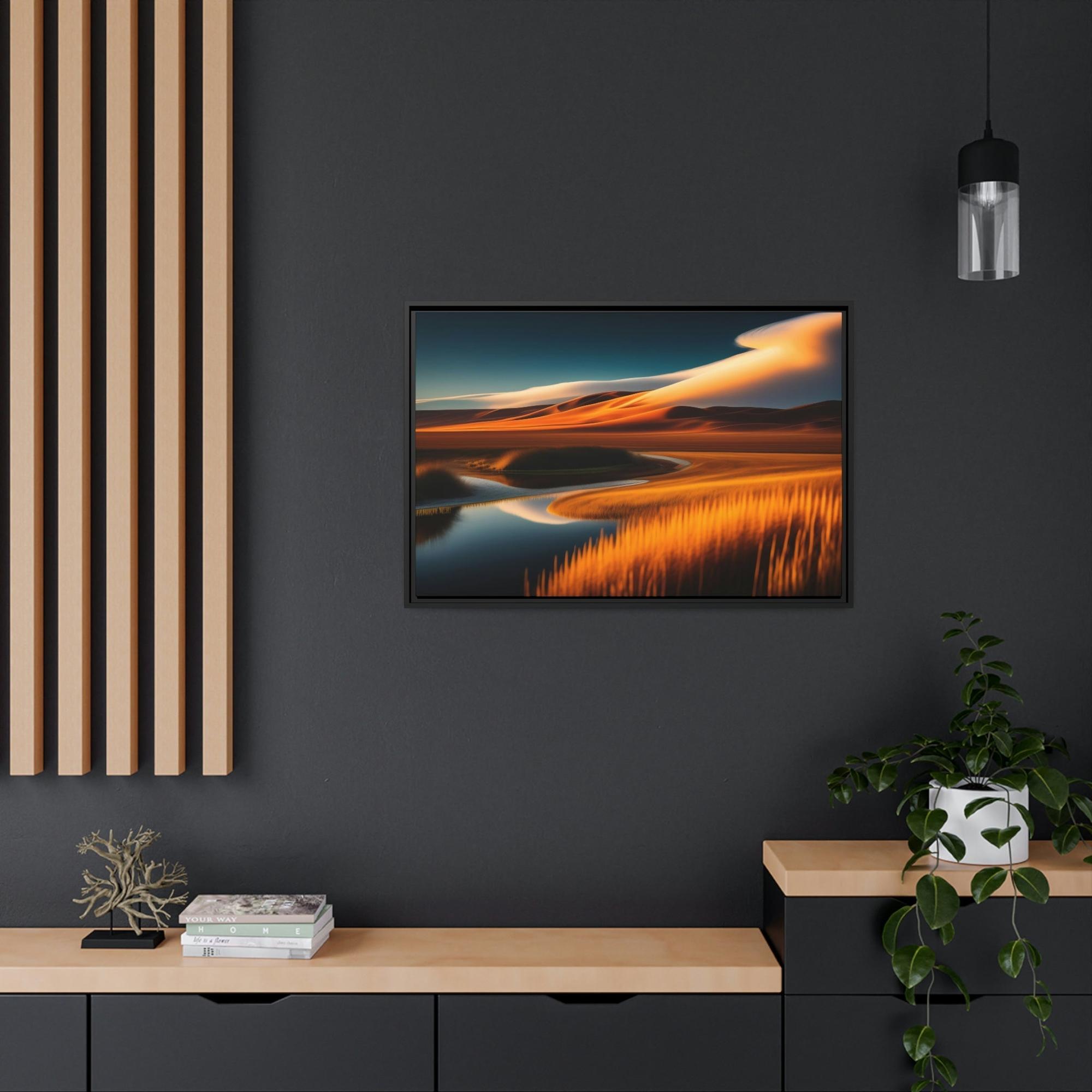 Lakes And Rivers Aquatic Serenity: Lakes and Rivers on Natural Canvas and Framed Poster Art