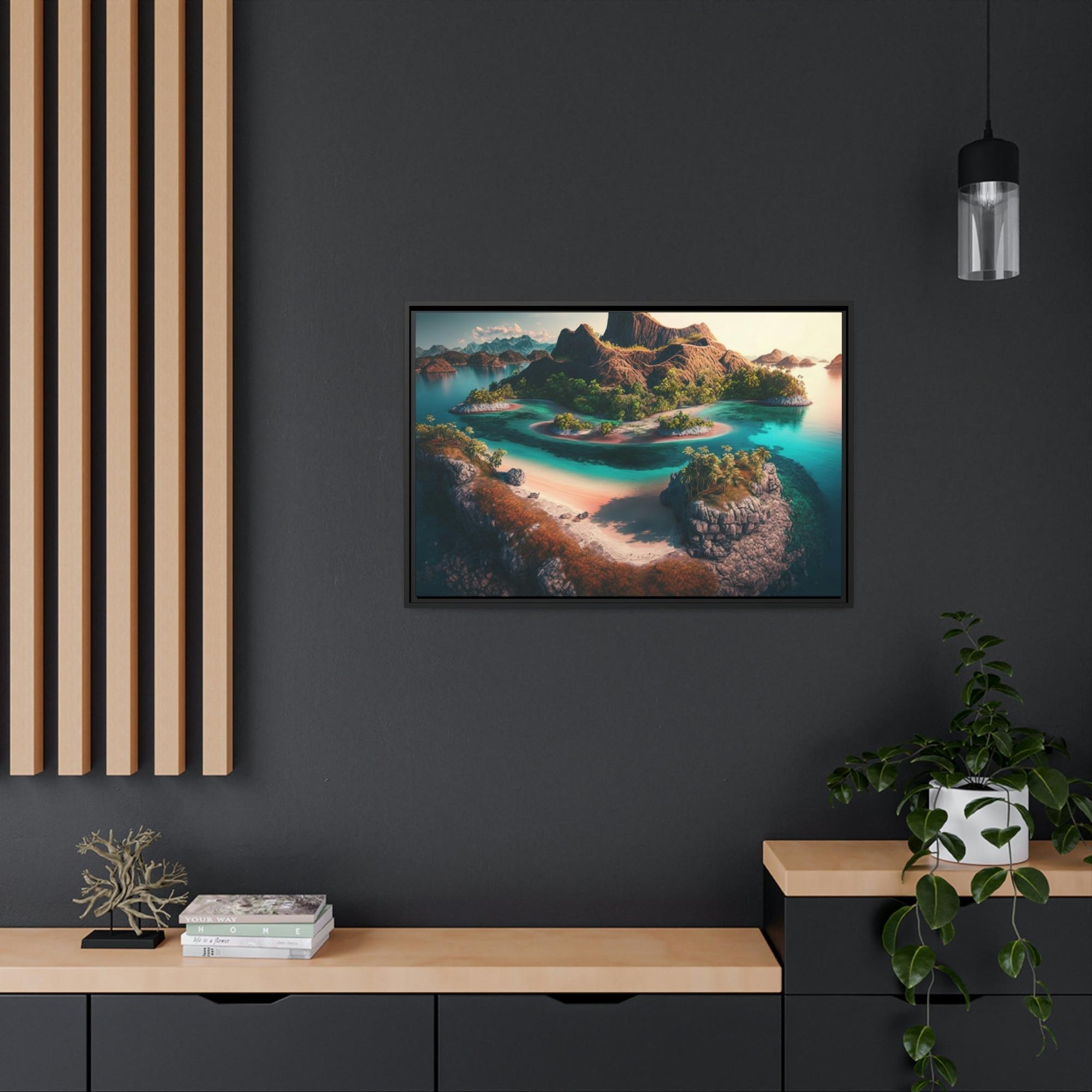 Tropical Island Dreams: A Colorful Tropical Scene on Canvas