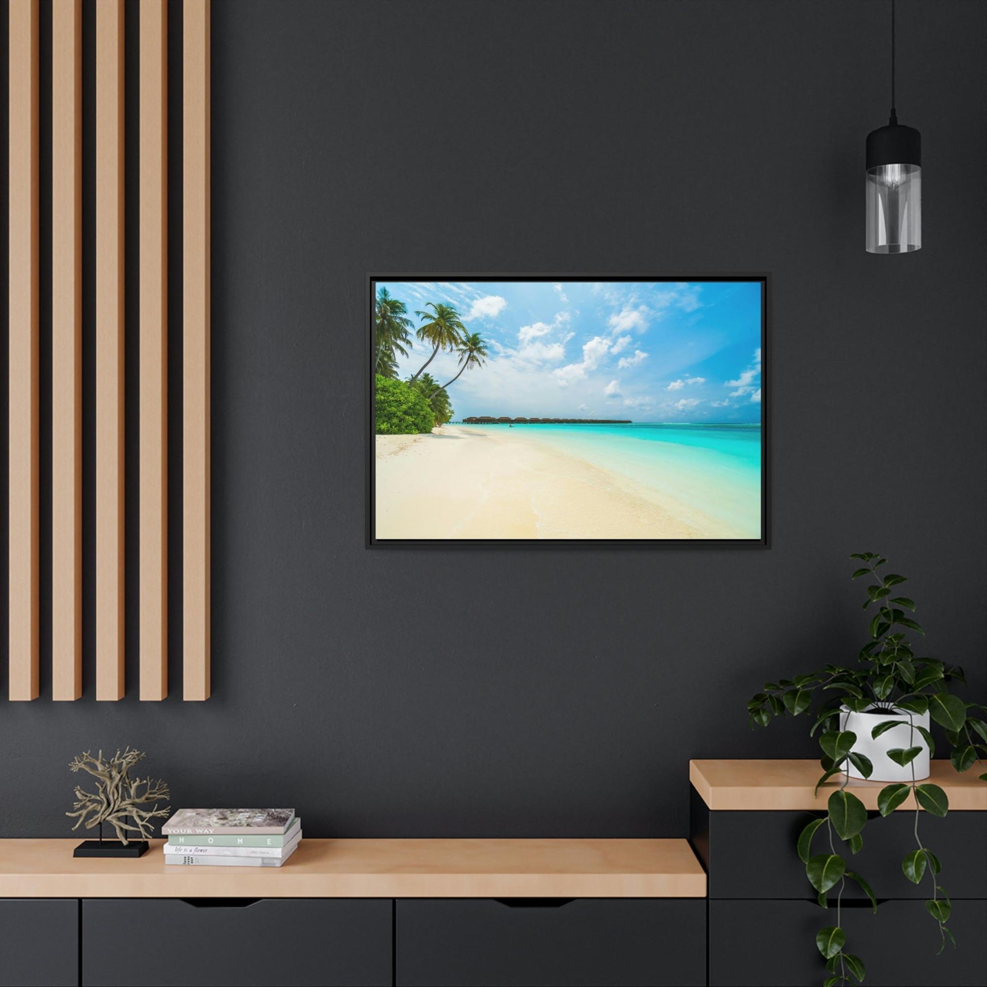 Island Beach Tropical Paradise: Art Print of a Lush Island Beach on a Natural Canvas & Poster
