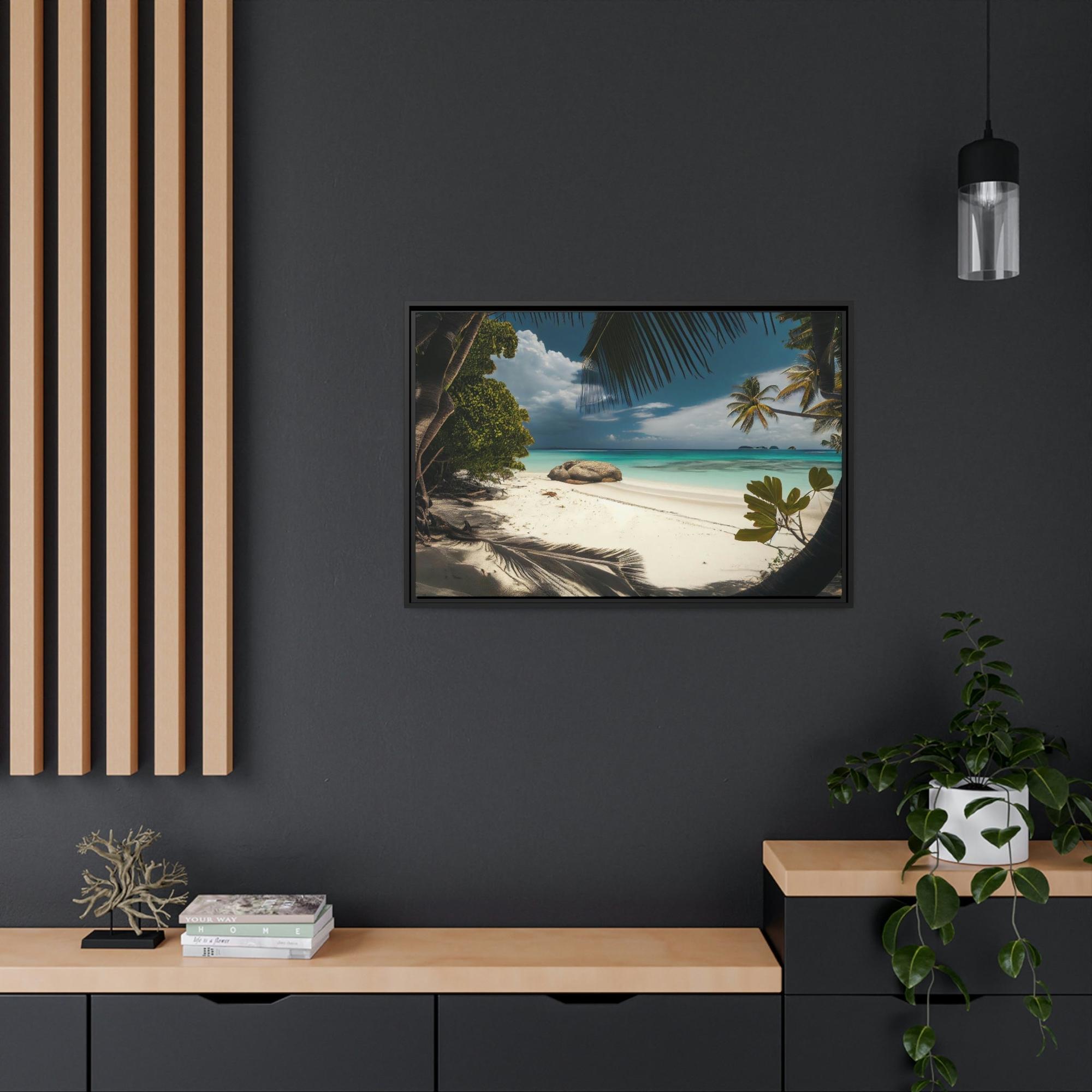 Island Beach Beach Bliss: Framed Canvas & Poster of a Joyful Island Beach on a Summer Day