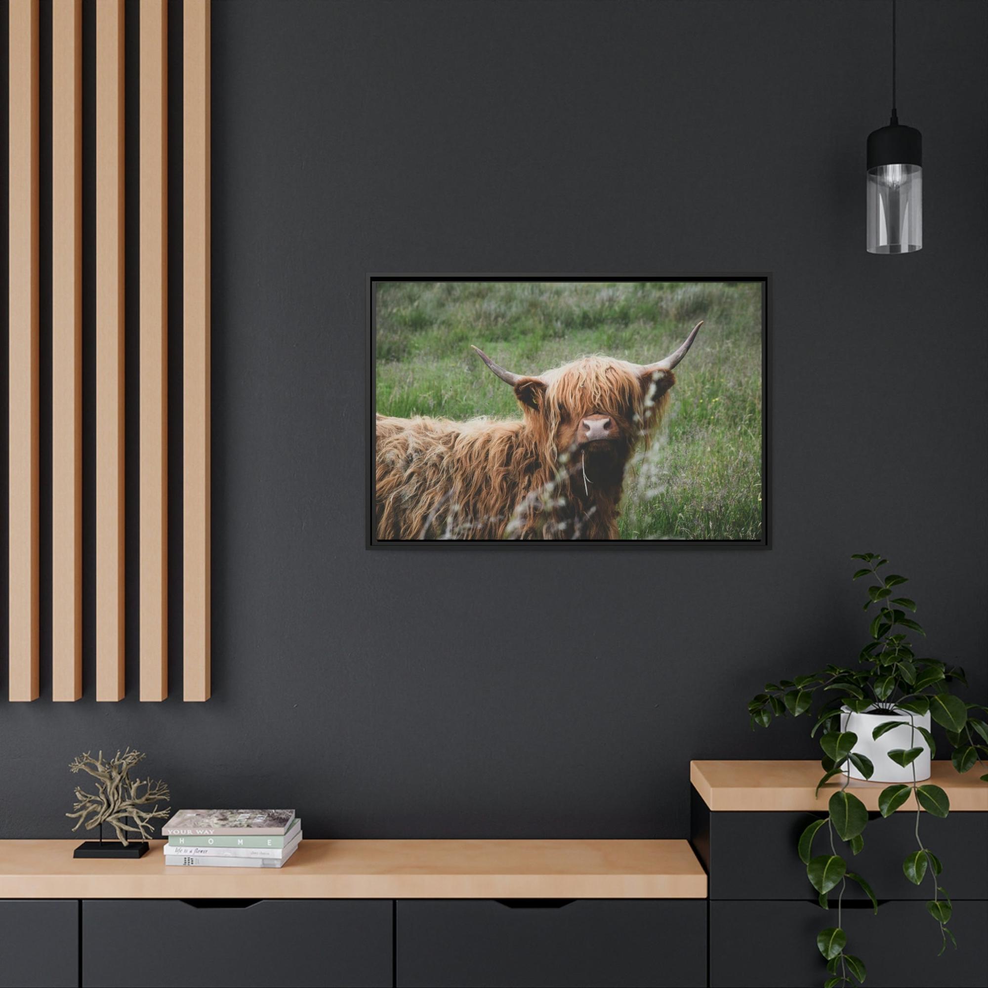 Highland Cow Highland Cow Calf: Adorable Wall Art on Natural Canvas