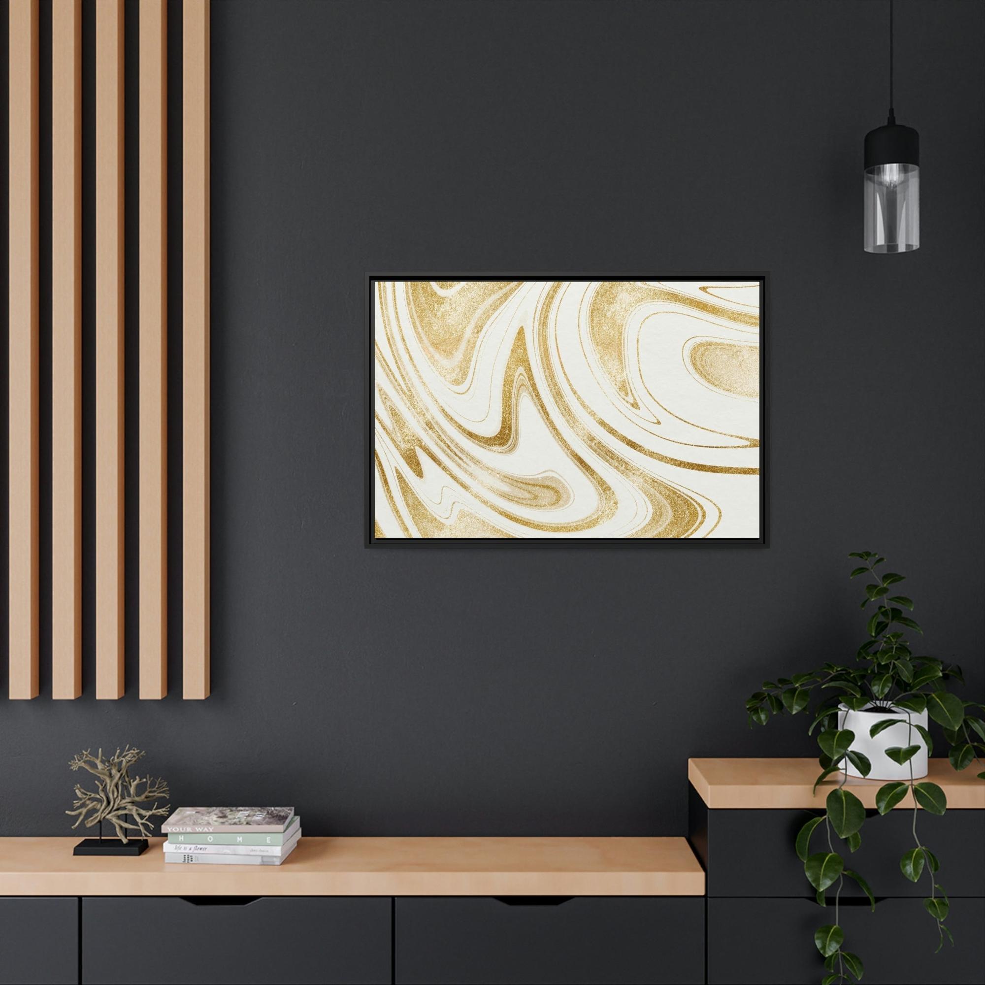 Gold Abstract Art Touch of Opulence: Gold Abstract Wall Art on Framed Poster & Canvas