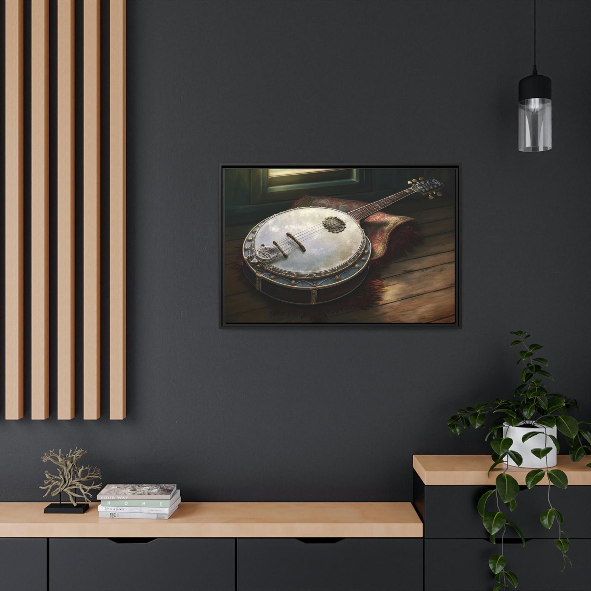 undefined Soulful Melodies: Natural Canvas & Poster Art Print of a Banjo