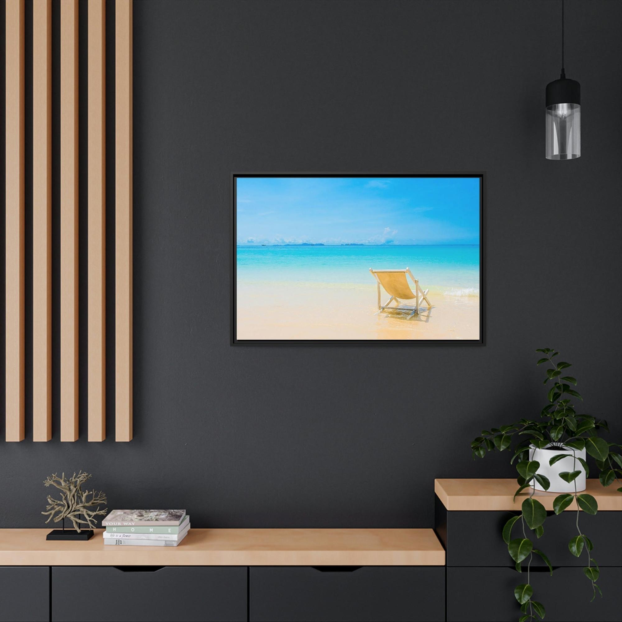 Island Beach Tropical Tranquility: Art Print of a Peaceful Island Beach on a Natural Canvas