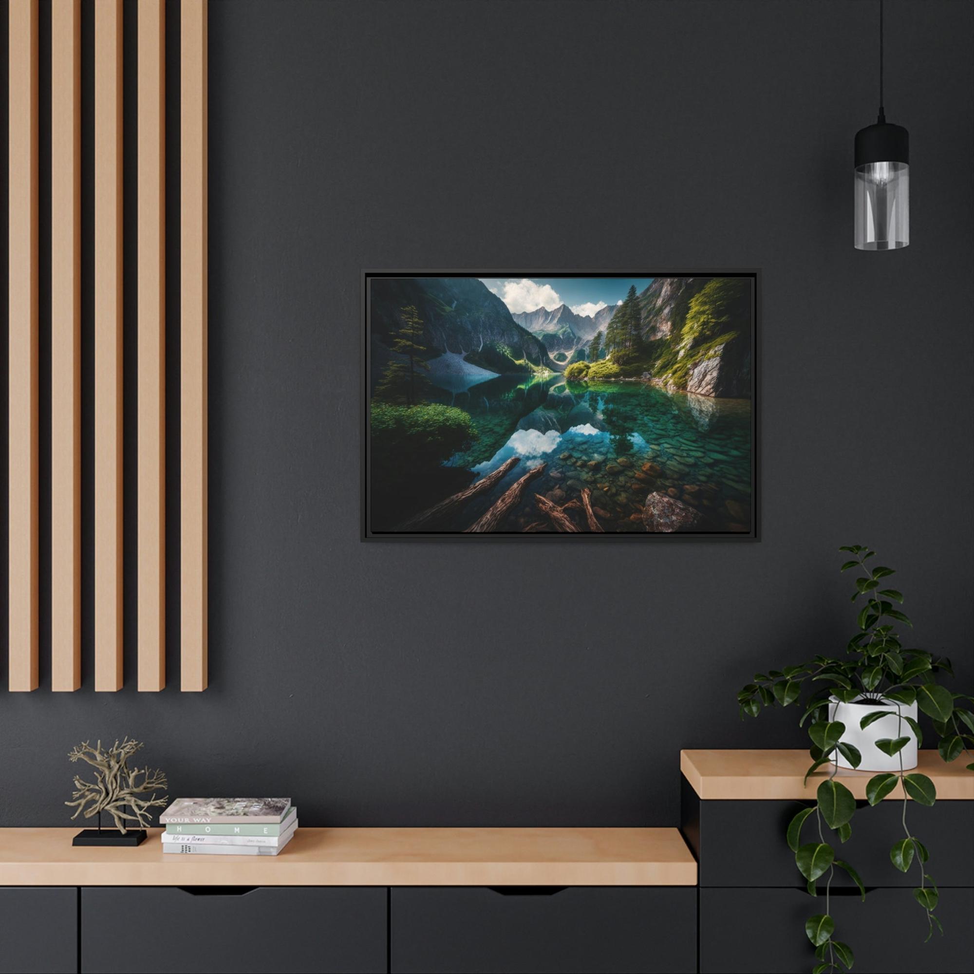 Lakes And Rivers Serene Waterscapes: Lakes and Rivers on Natural Canvas and Framed Poster