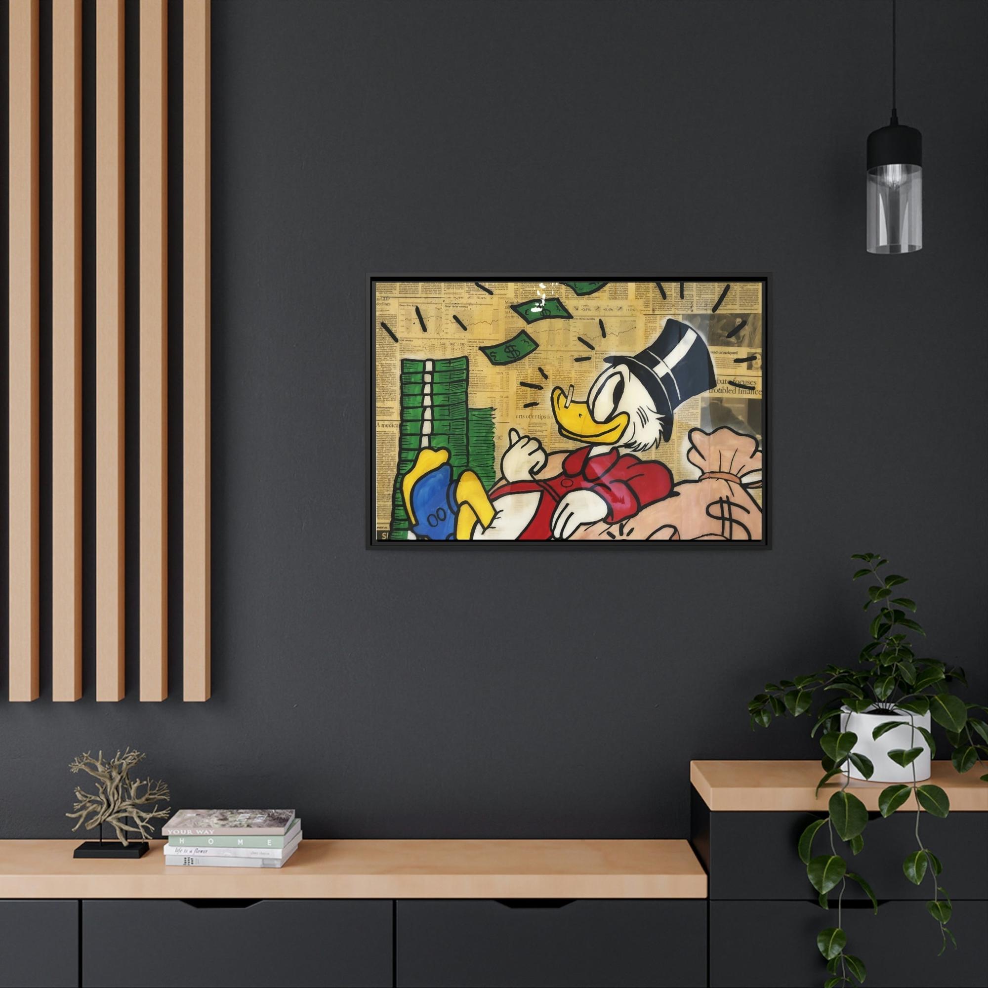 Monopoly & Motivation Alec Monopoly's Duck Tales: Disney's Duck as Street Art on Natural Canvas and Framed Poster