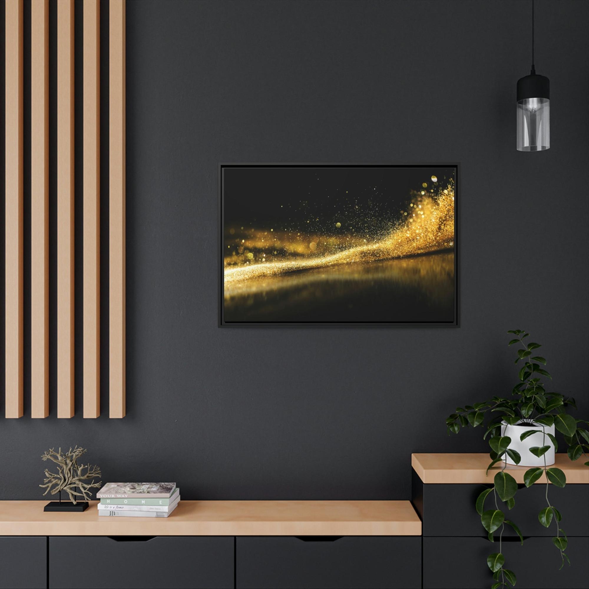 Gold Abstract Art Lustrous Impressions: Gold Abstract Wall Art on Natural Canvas & Poster