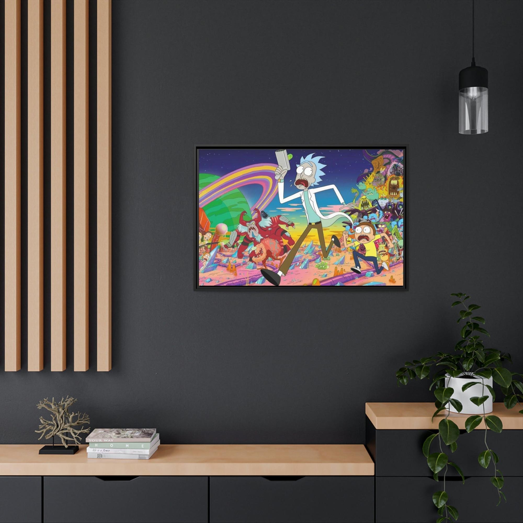 Rick And Morty Art Fantastical Adventures: Framed Canvas Wall Art Depicting Rick and Morty Artwork