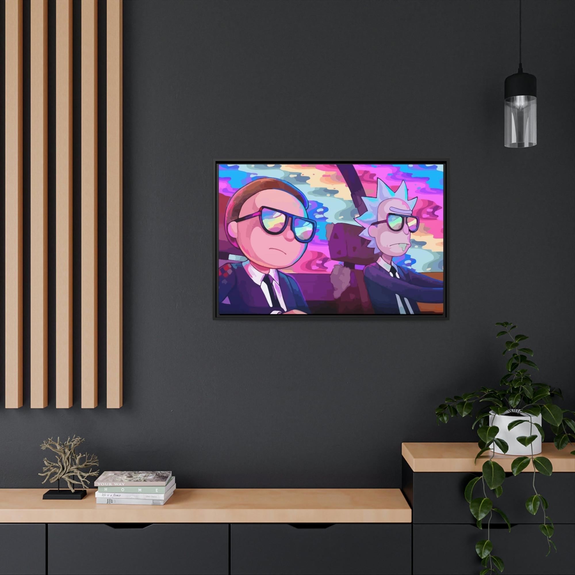 Rick And Morty Art Sci-Fi Adventures: Framed Canvas Wall Art Featuring Rick and Morty Cartoon Characters