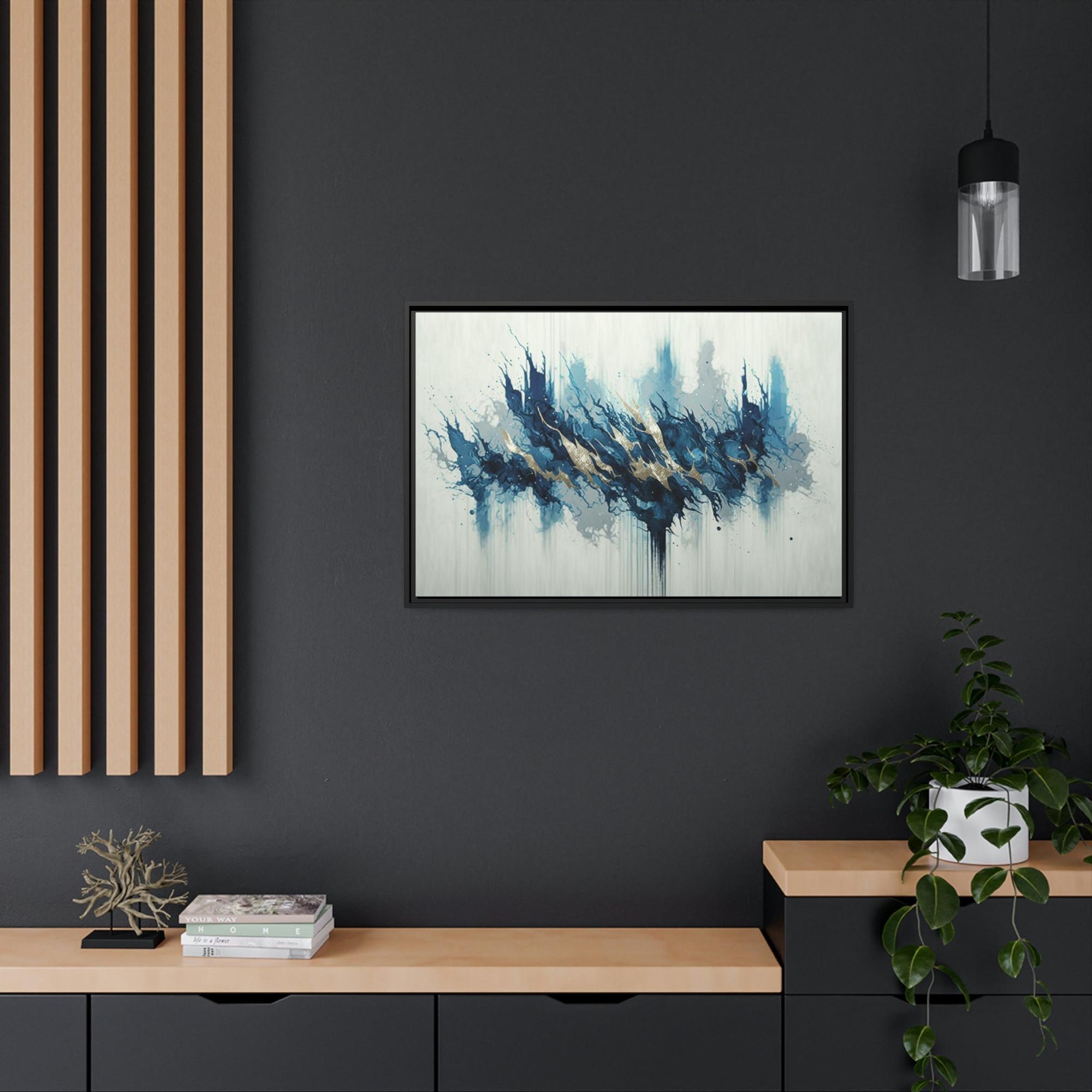 Blue Abstract Canvas Art Oceanic Depths: A Framed Canvas & Poster Print of Blue Abstract Art