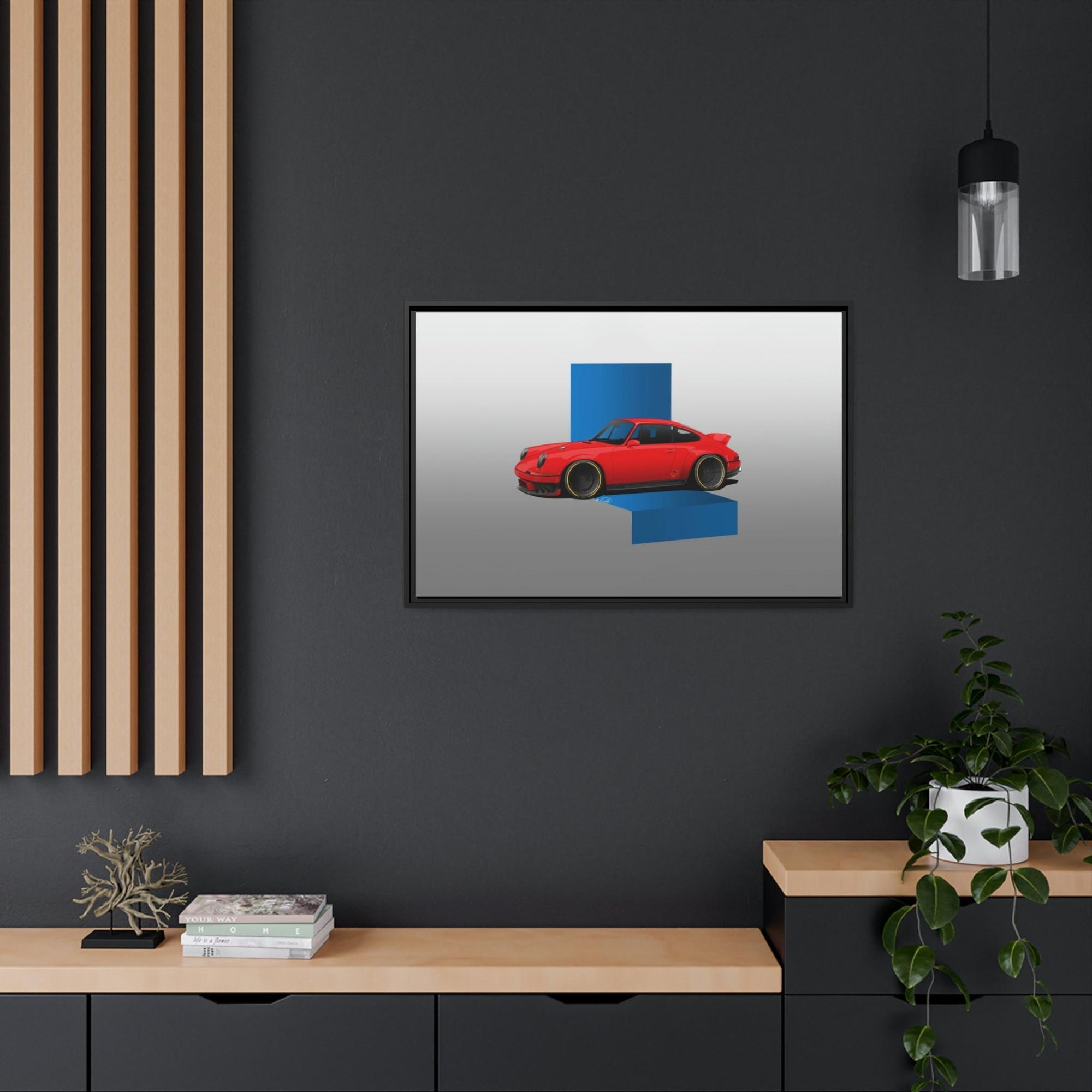 Porsche The Art of Speed: A Framed Canvas Print of a Red Porsche in Action