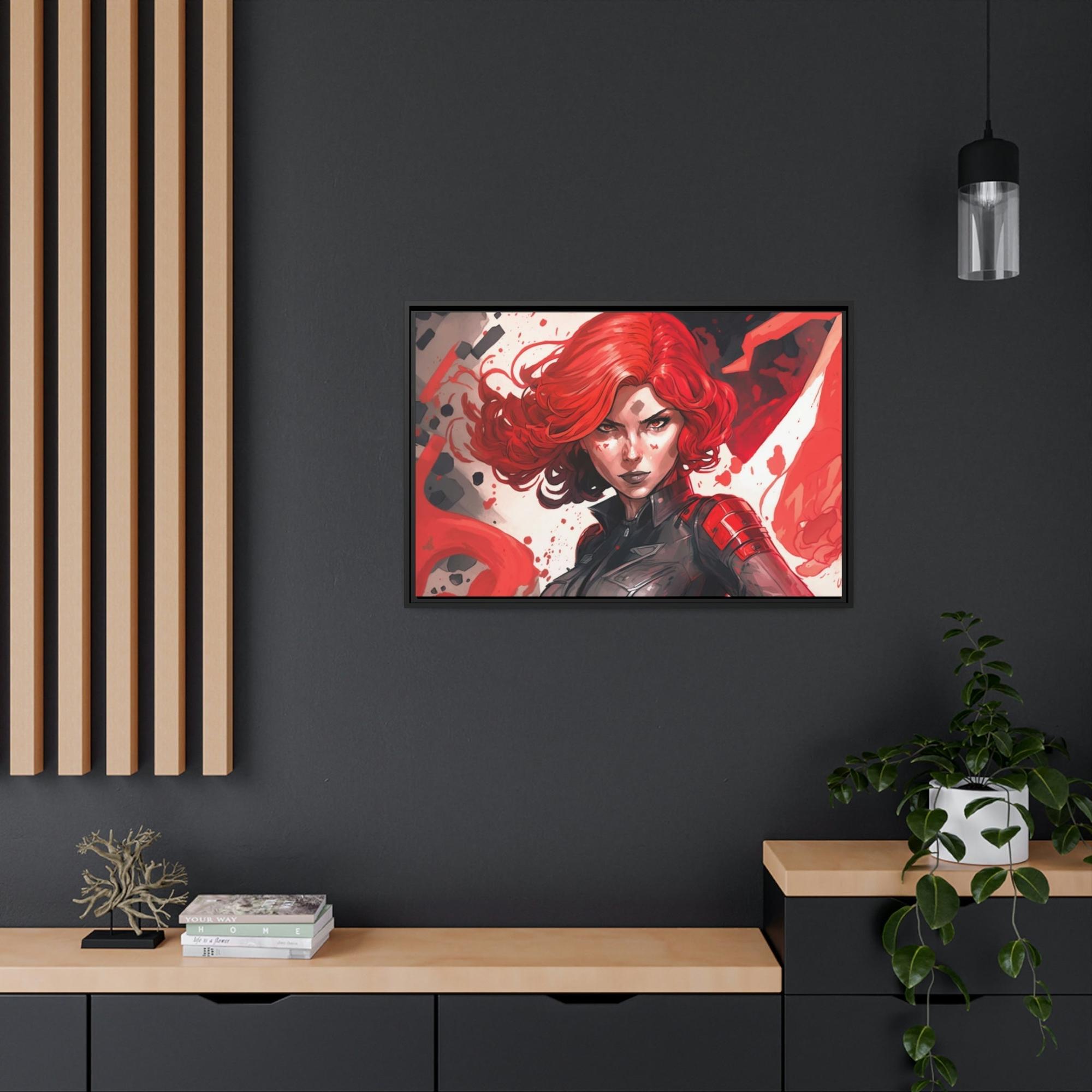 Black Widow Deadly Beauty: Natural Canvas and Framed Poster with Black Widow Art