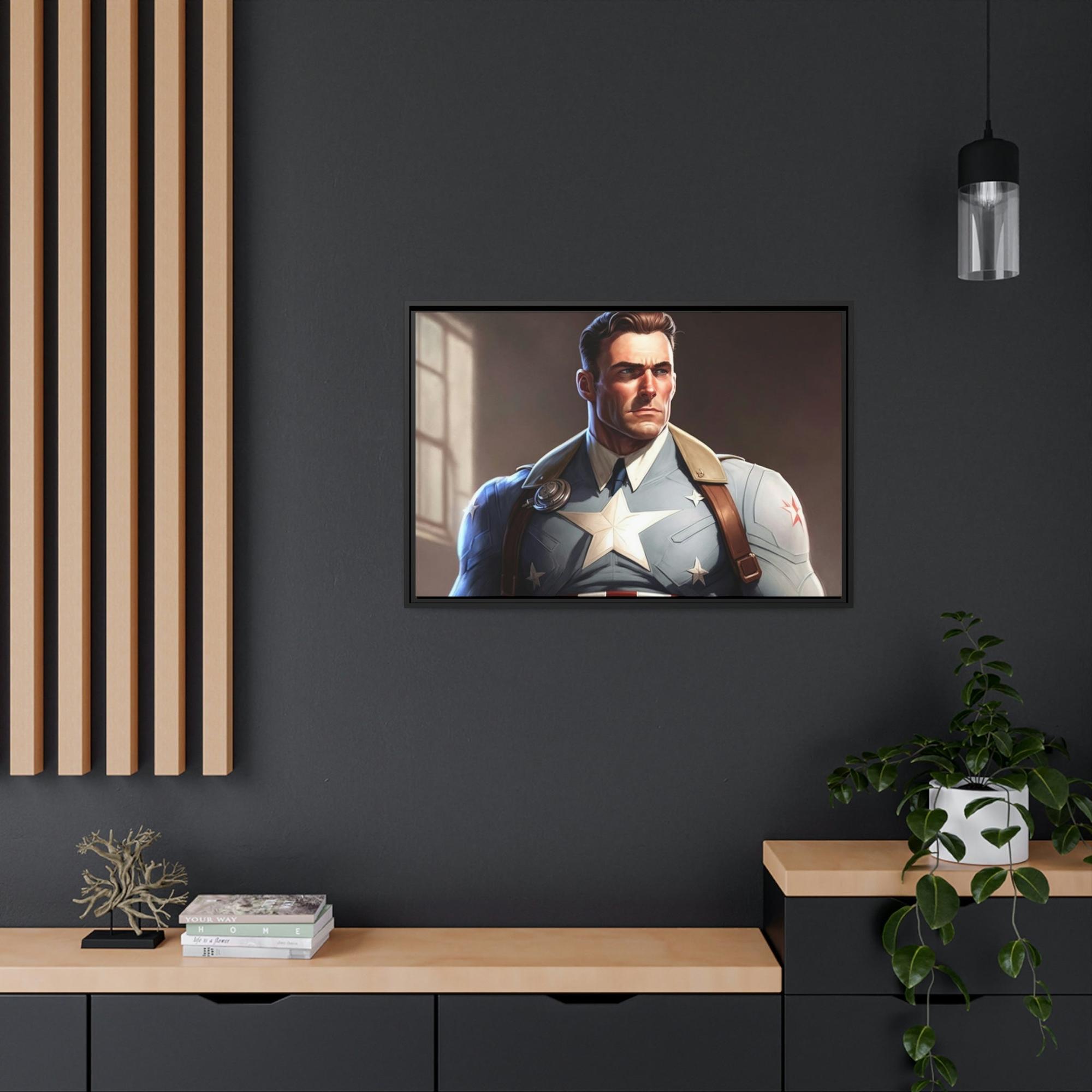Captain America Heroic Strength: Natural Canvas and Art Prints of Captain America