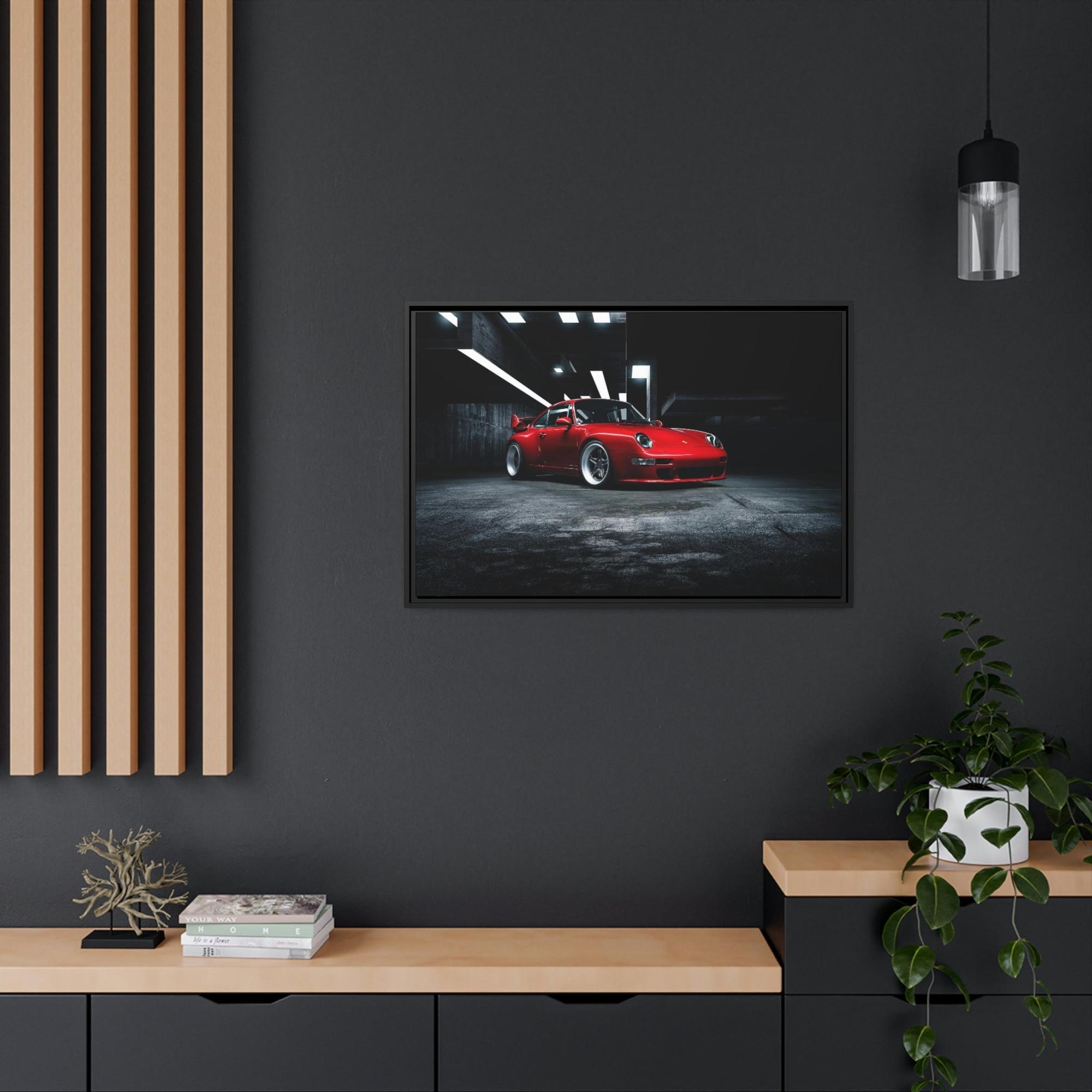 Porsche Passionate Red Porsche: A Vibrant Print on Natural Canvas & Poster