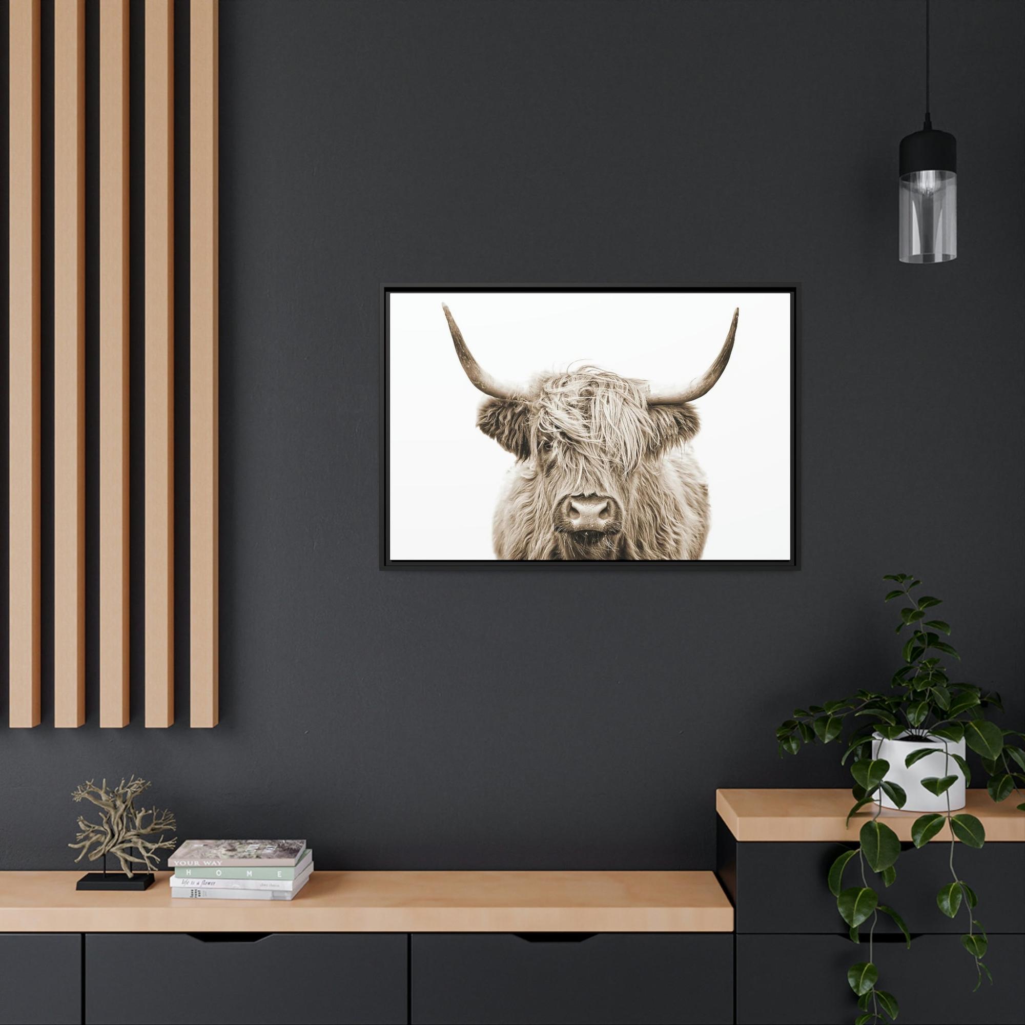 Highland Cow The Beauty of Highland Cows: Wall Art on Natural Canvas