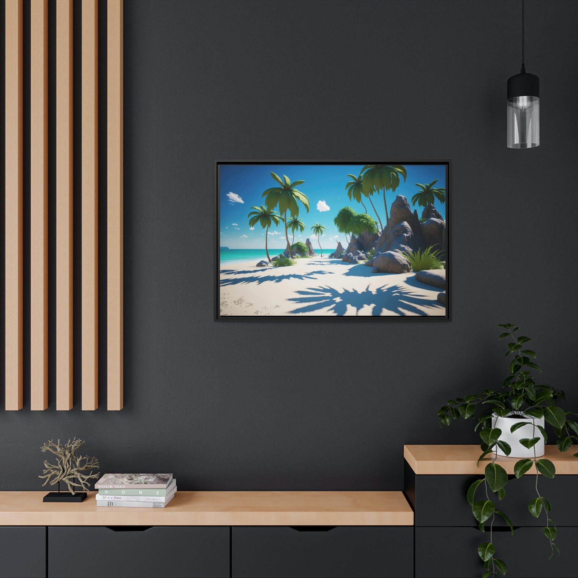 Island Beach Seaside Bliss: Wall Art of a Gorgeous Island Beach on a Natural Canvas & Poster