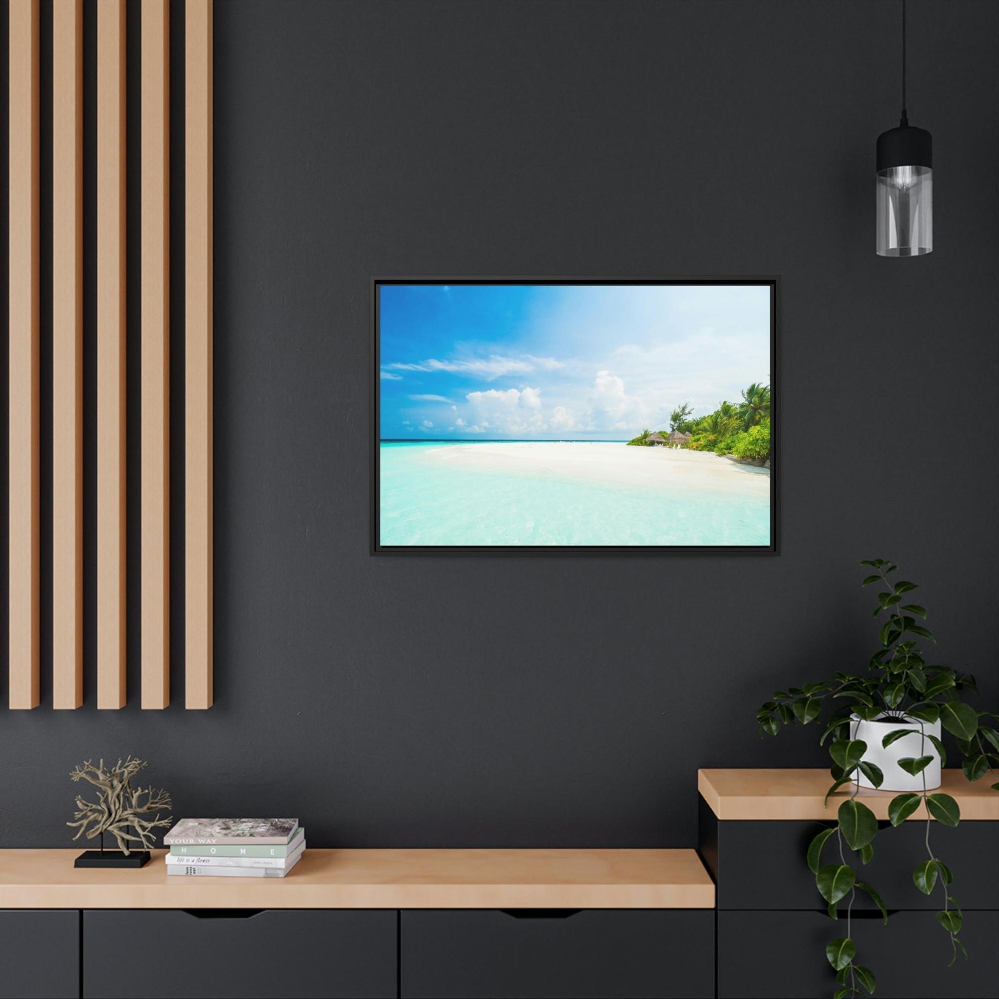 Island Beach Sun-Kissed Shores: Wall Art of a Vibrant Island Beach on Canvas & Poster